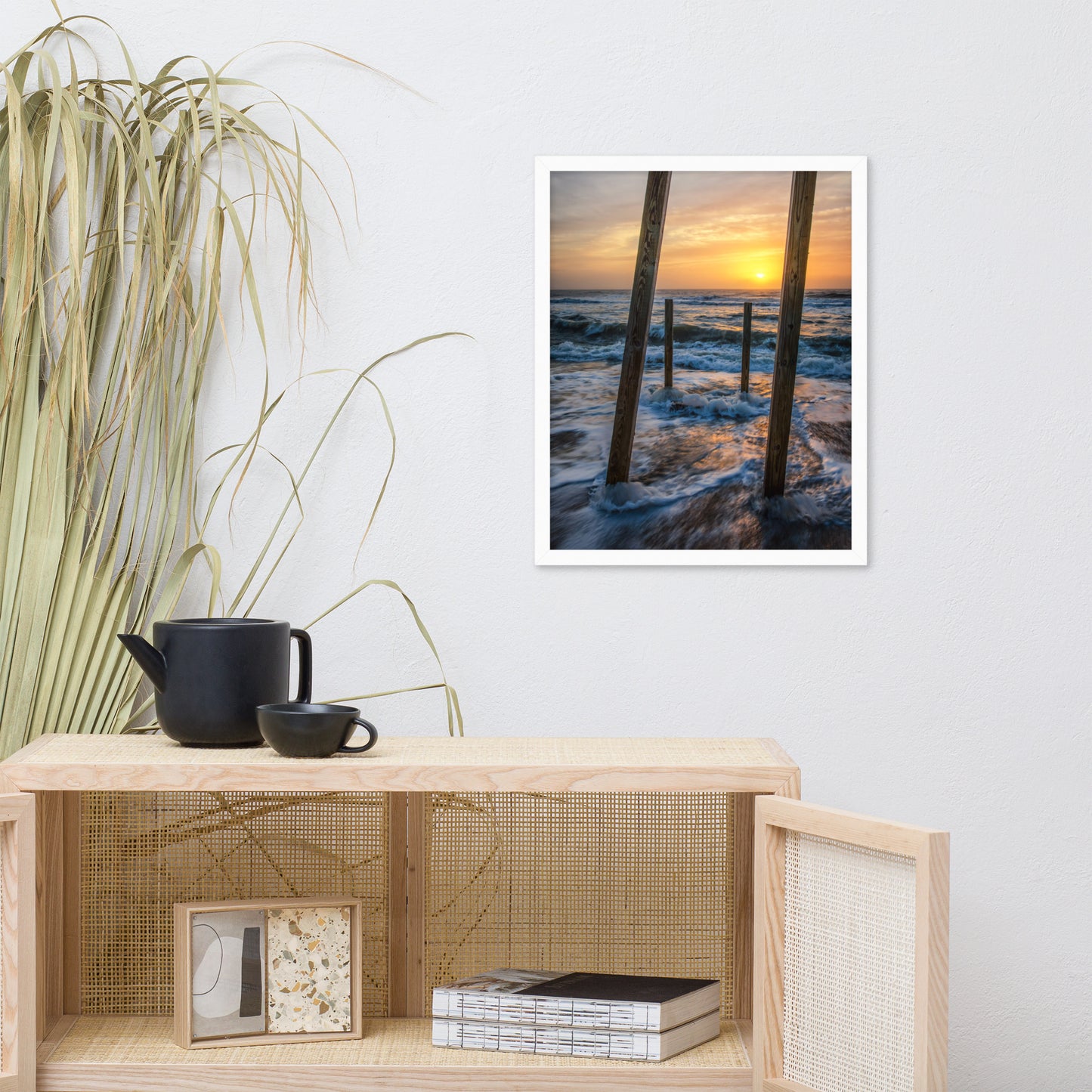 Sunrise Between the Pillars Coastal Landscape Framed Photo Paper Wall Art Prints