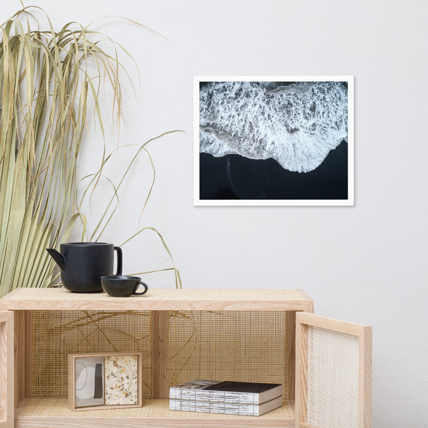 White Waters and Black Sand Coastal Landscape Framed Photo Paper Wall Art Prints