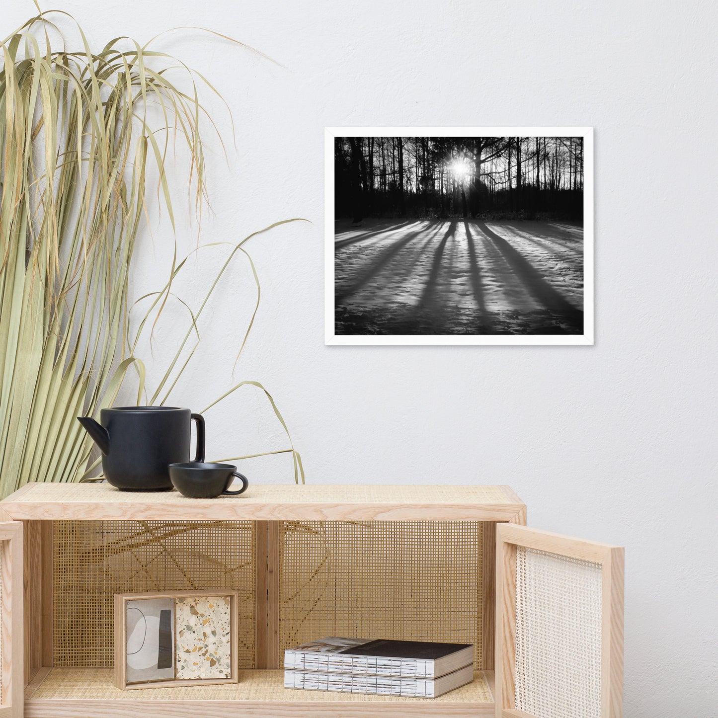 Winter Shadows from the Trees Black & White Framed Photo Paper Wall Art Prints