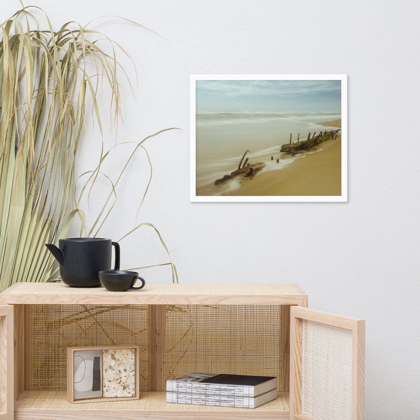 Misty Shipwreck Coastal Landscape Framed Photo Paper Wall Art Prints