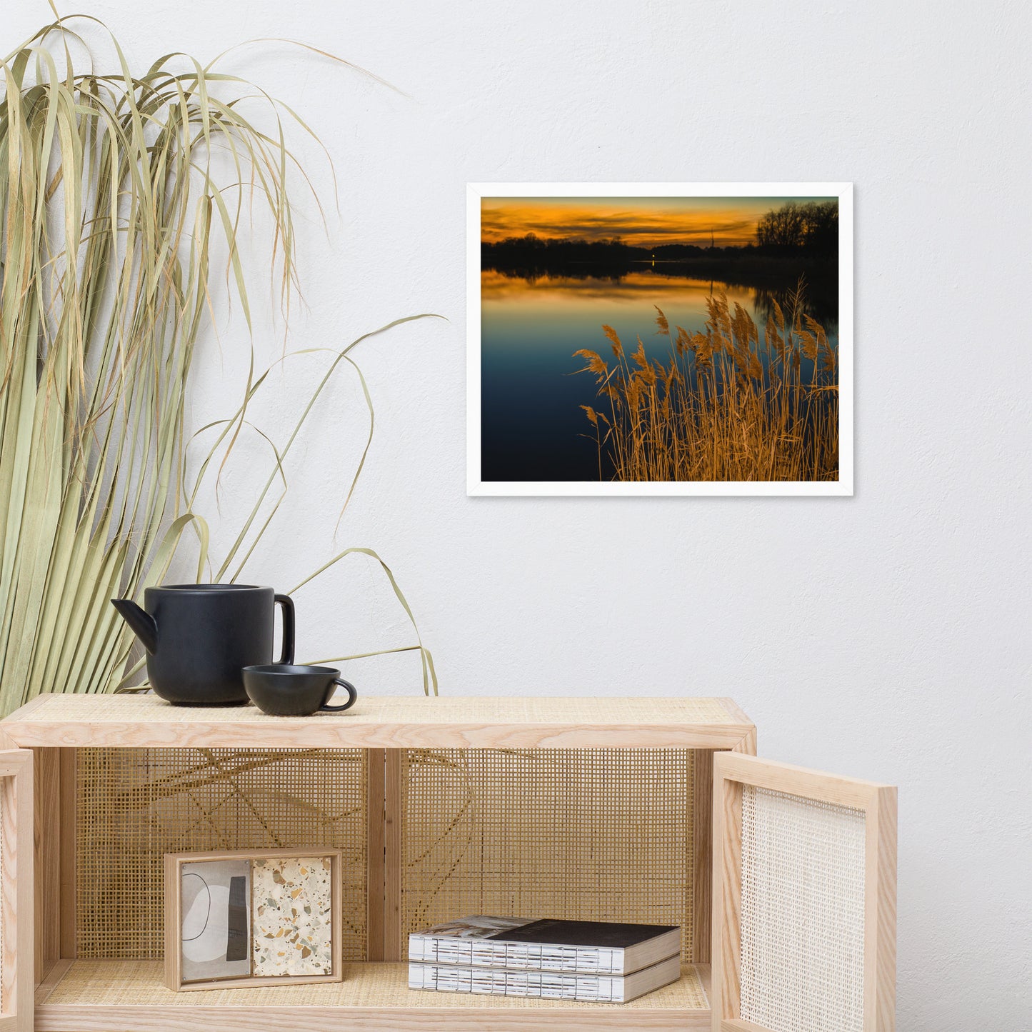 Sunset at Reedy Point Pond Landscape Framed Photo Paper Wall Art Prints