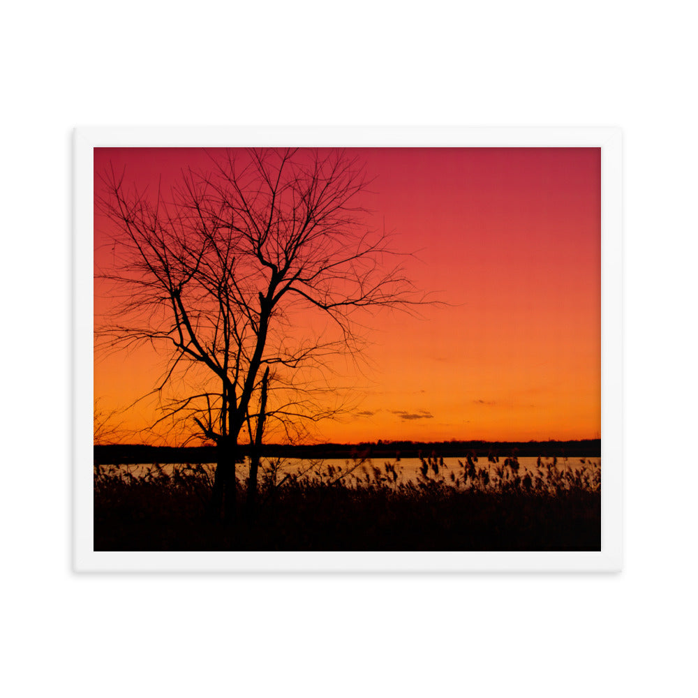 Burning Skies Rural Landscape Framed Photo Paper Wall Art Print