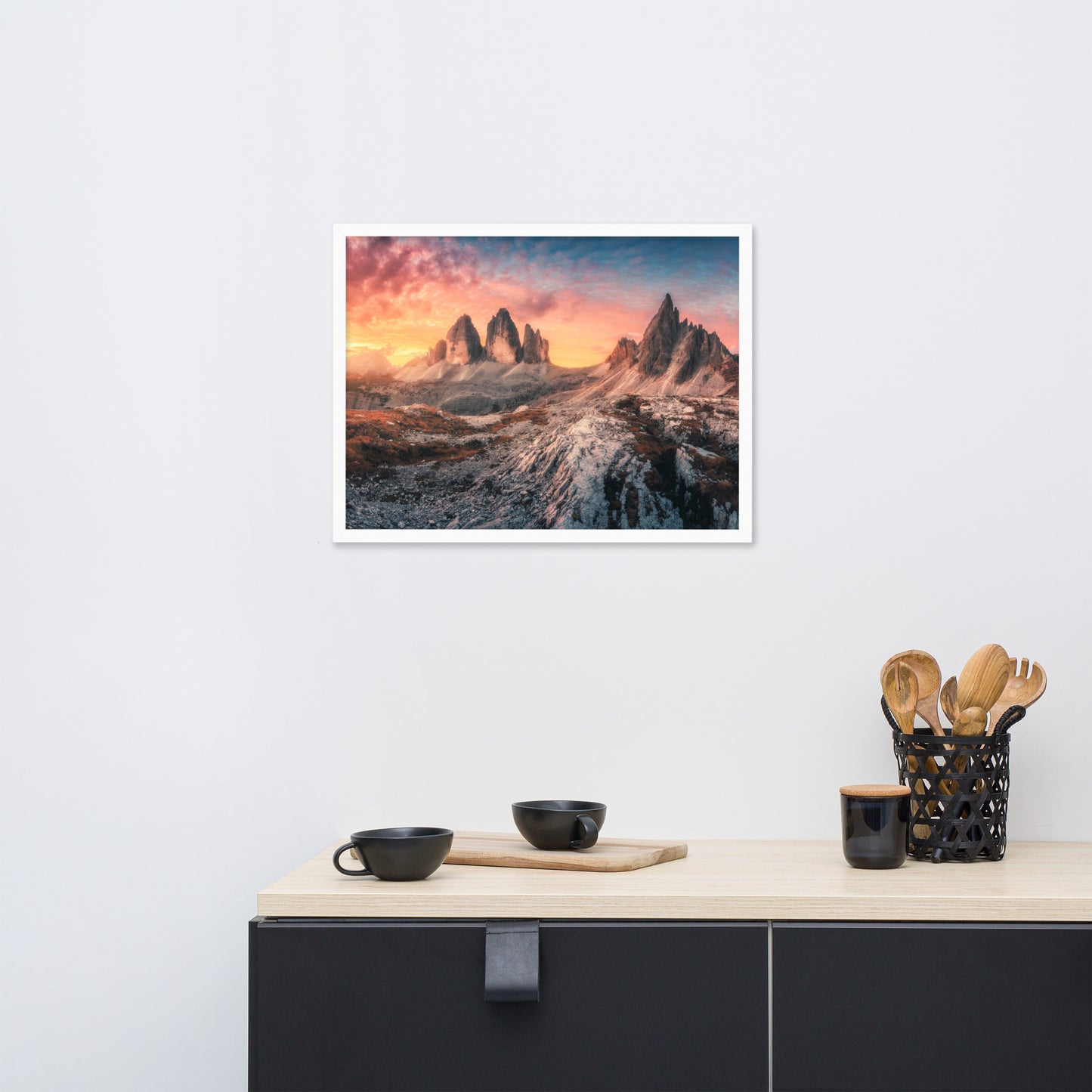 Mountain Colorful Cloudy Sunset 2 Framed Wall Art Print