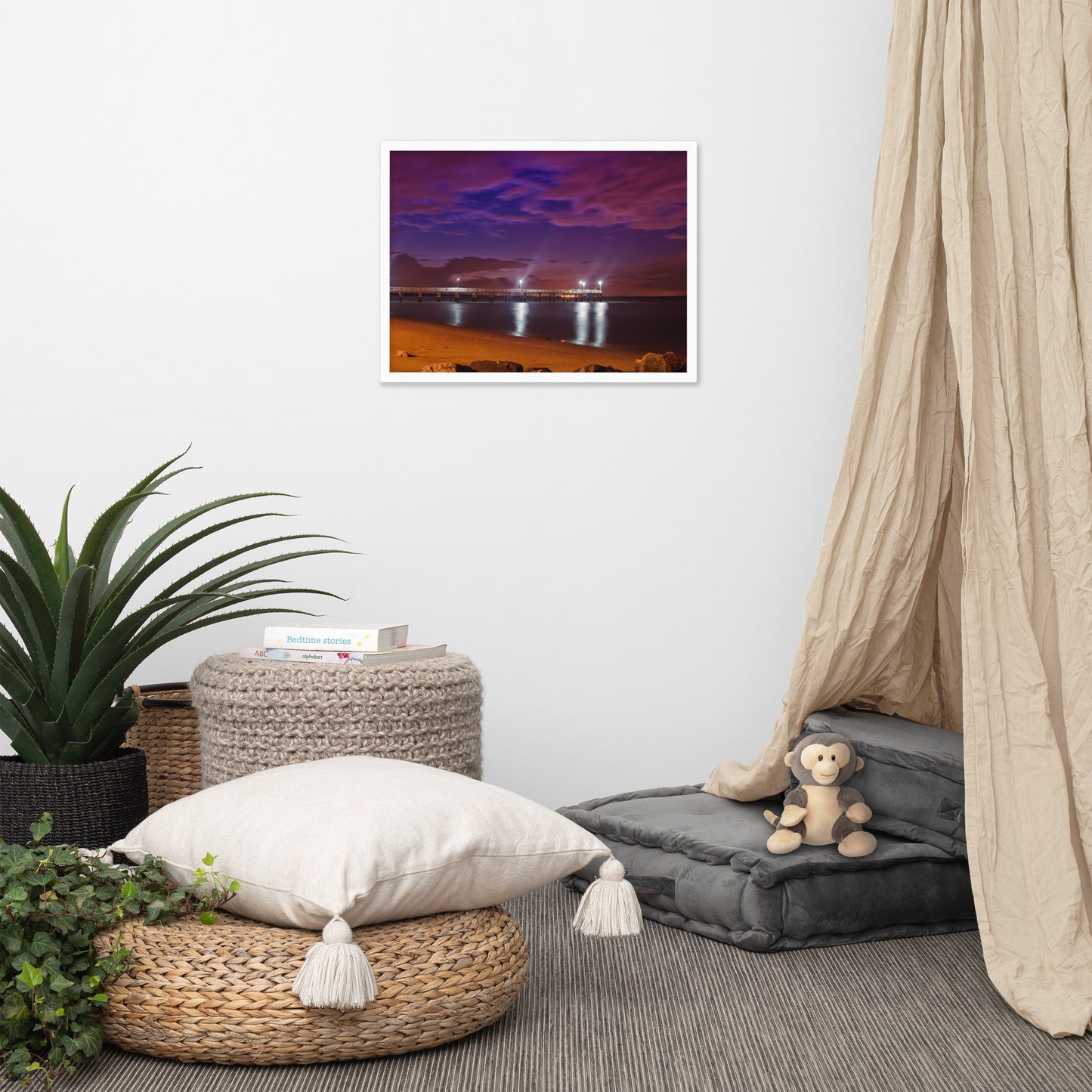 The Pier At Woodland Beach Urban Landscape Photo Framed Wall Art Print