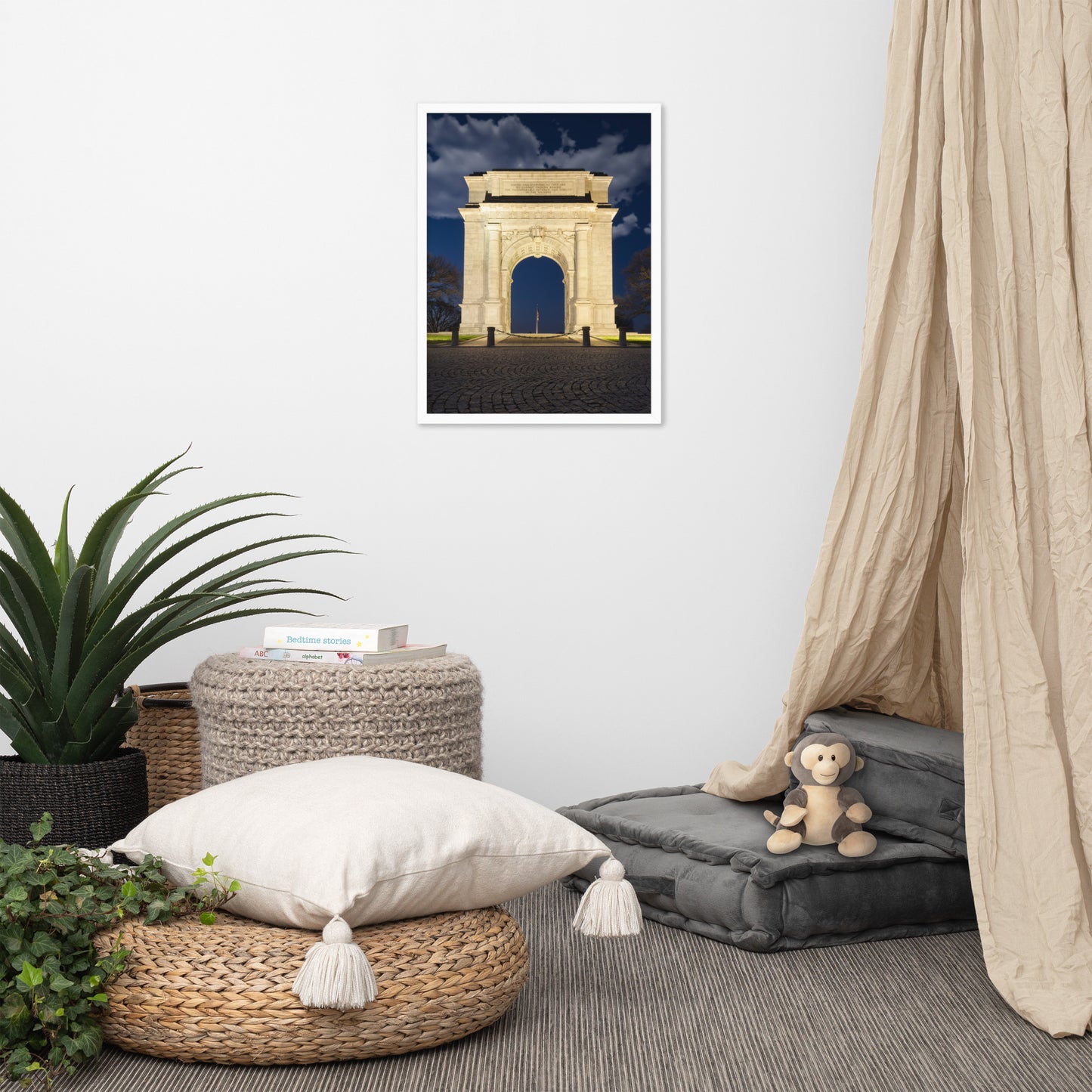 Night Photo At Valley Forge Arch Urban Landscape Photo Framed Wall Art Print