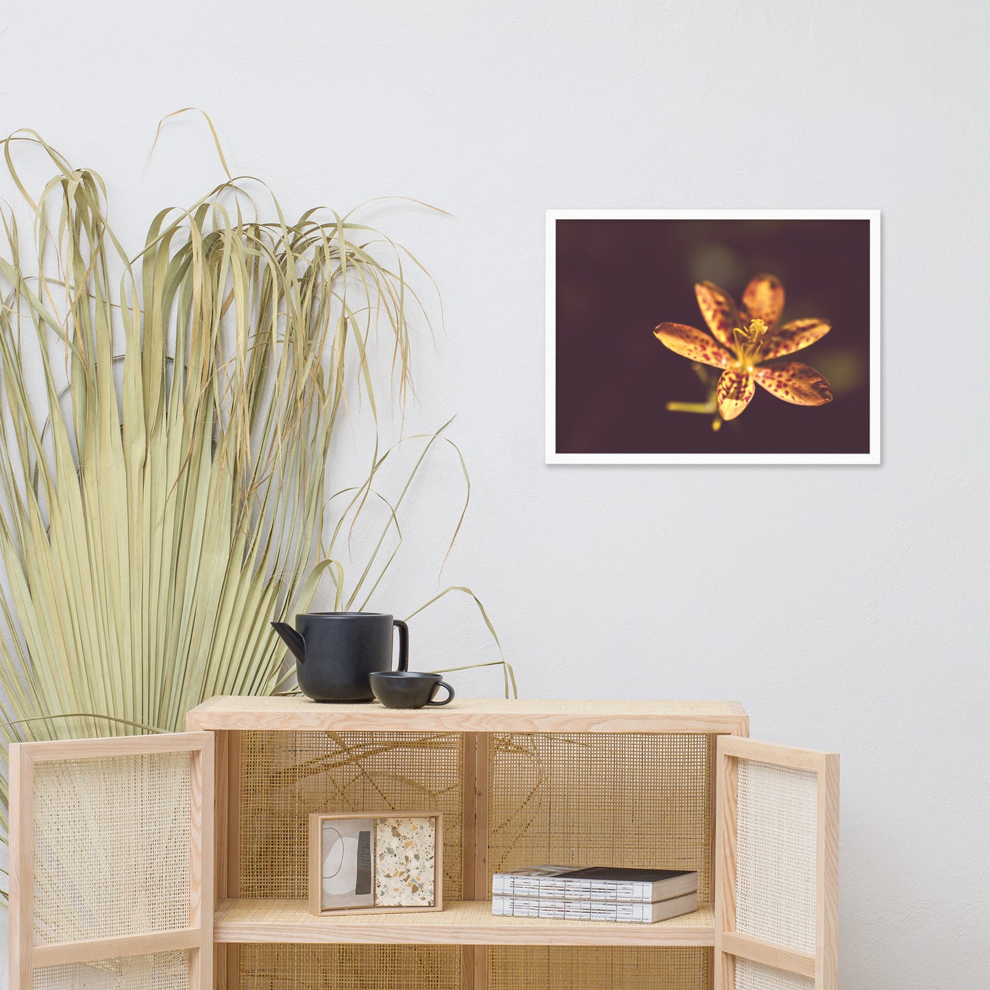Dramatic Orange Leopard Lily Flower Floral Nature Photo Framed Wall Art Print