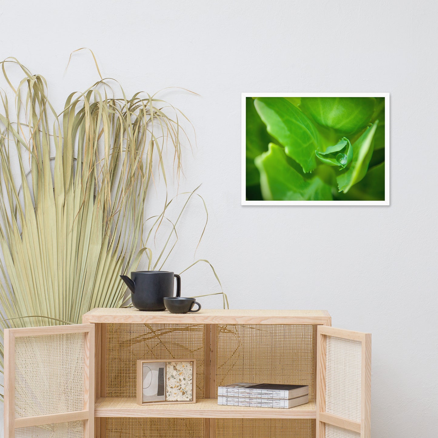 Cupped Droplet Botanical Nature Photo Framed Wall Art Print