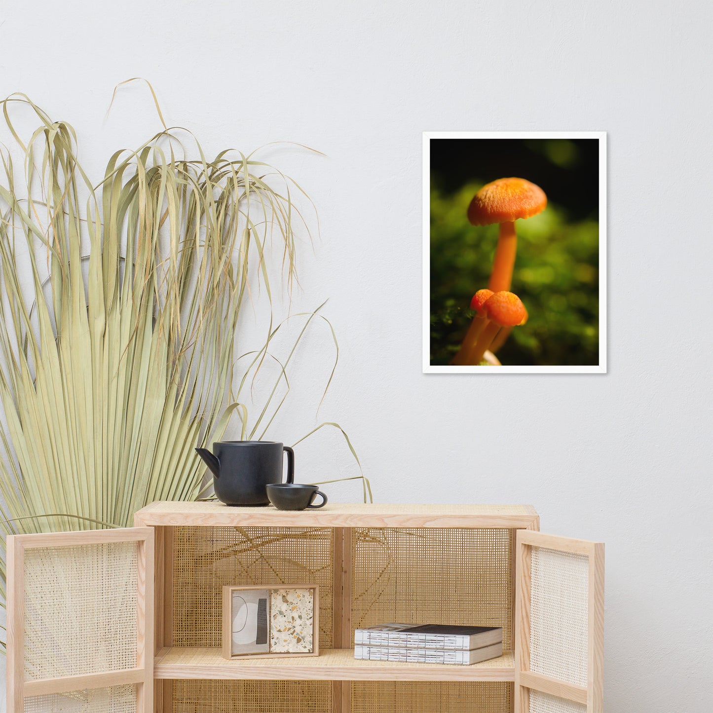 Button Top Mushrooms Botanical Nature Photo Framed Wall Art Print