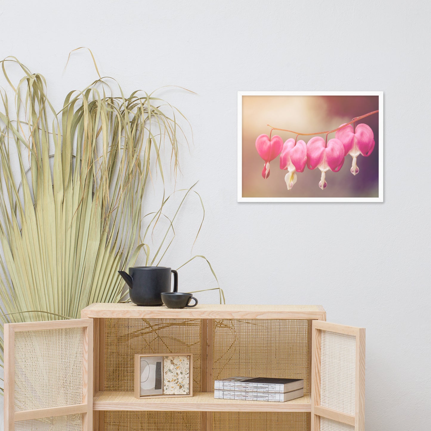 Be Still My Bleeding Heart Warm Summer Glow Floral Nature Photo Framed Wall Art Print