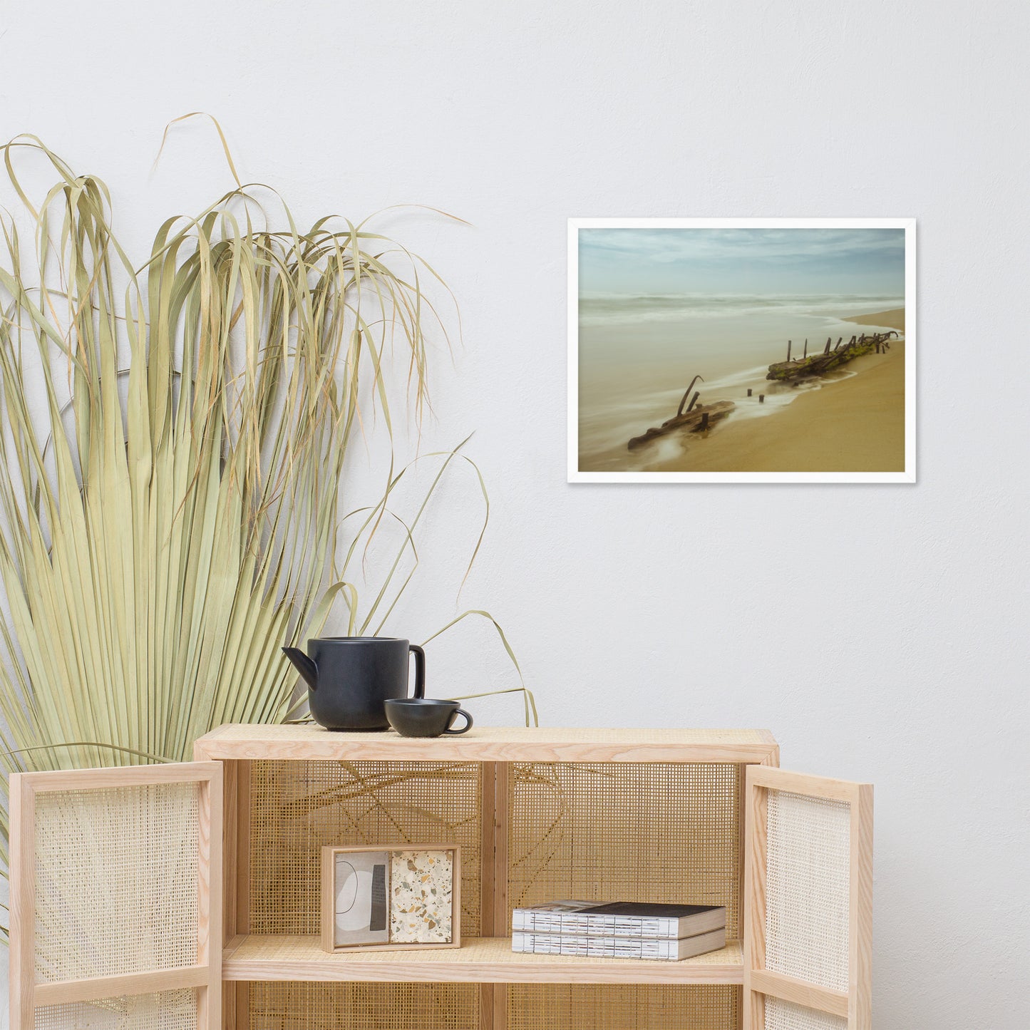 Misty Shipwreck Coastal Landscape Framed Photo Paper Wall Art Prints