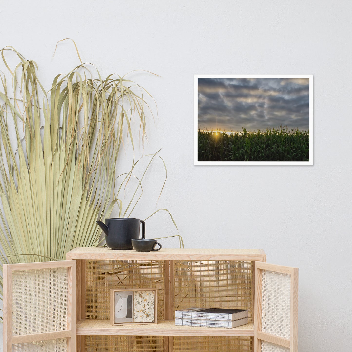 Rows of Corn Rural Landscape Framed Photo Paper Wall Art Prints