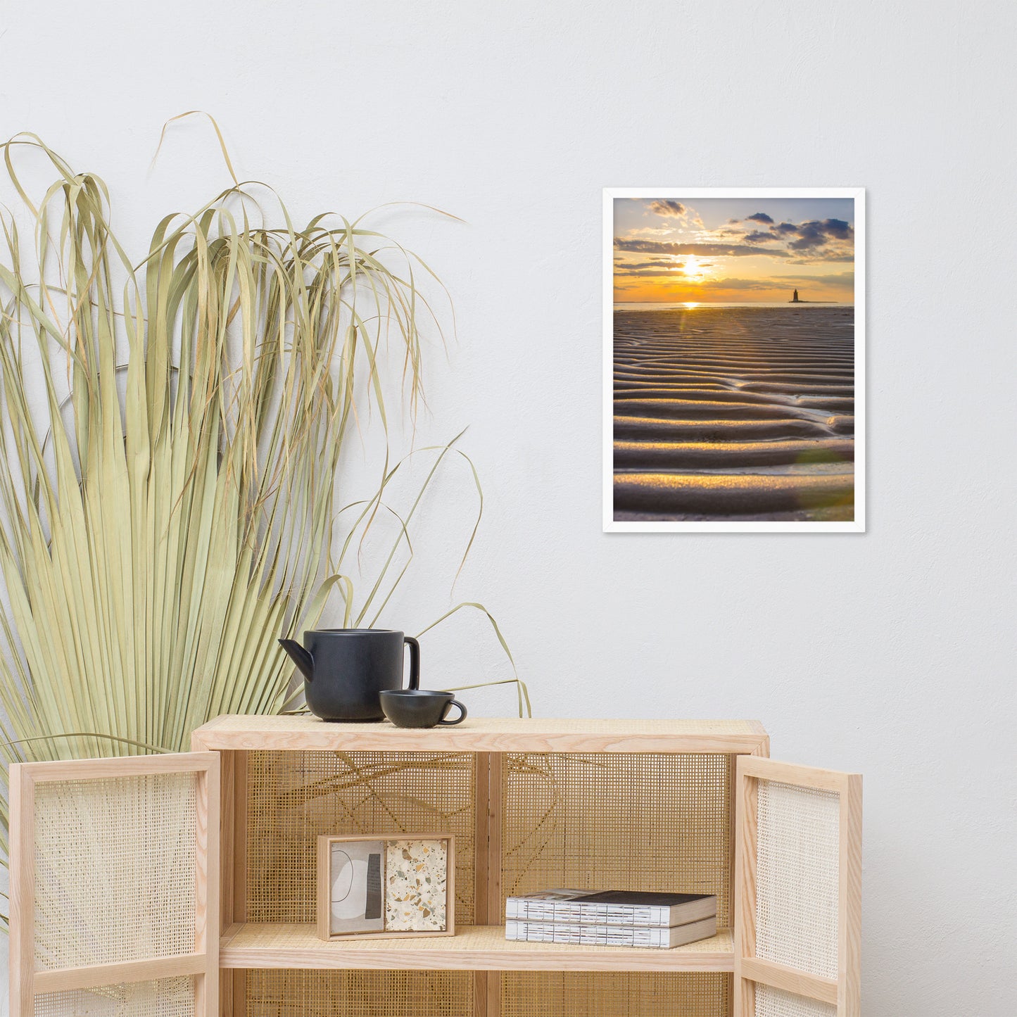 Sandbars and Sunset Coastal Landscape Framed Photo Paper Wall Art Prints