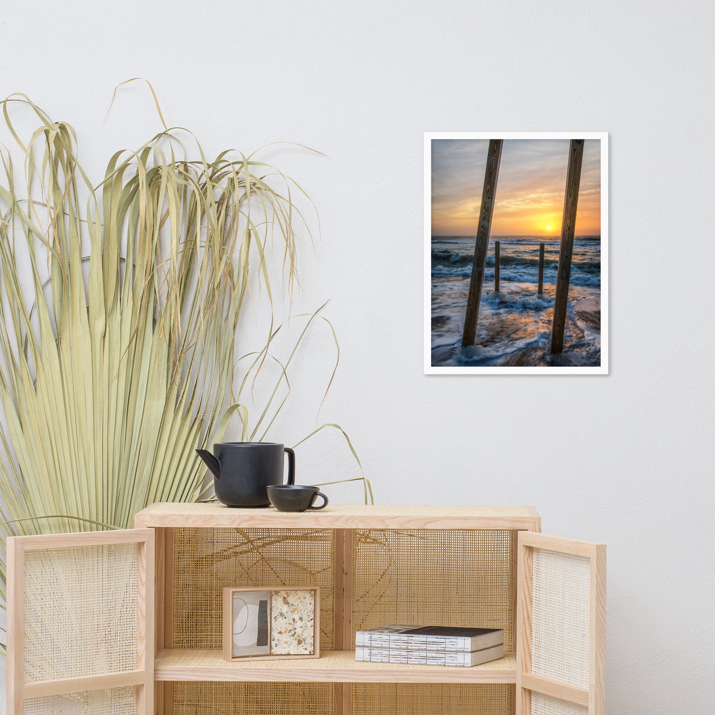 Sunrise Between the Pillars Coastal Landscape Framed Photo Paper Wall Art Prints