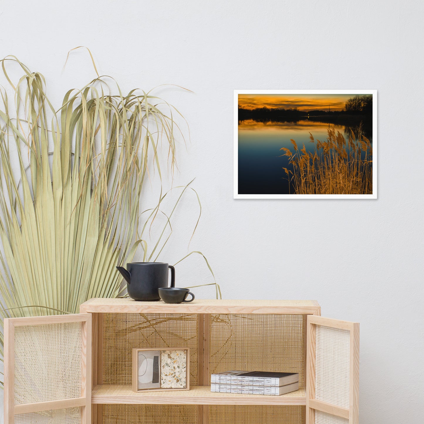 Sunset at Reedy Point Pond Landscape Framed Photo Paper Wall Art Prints