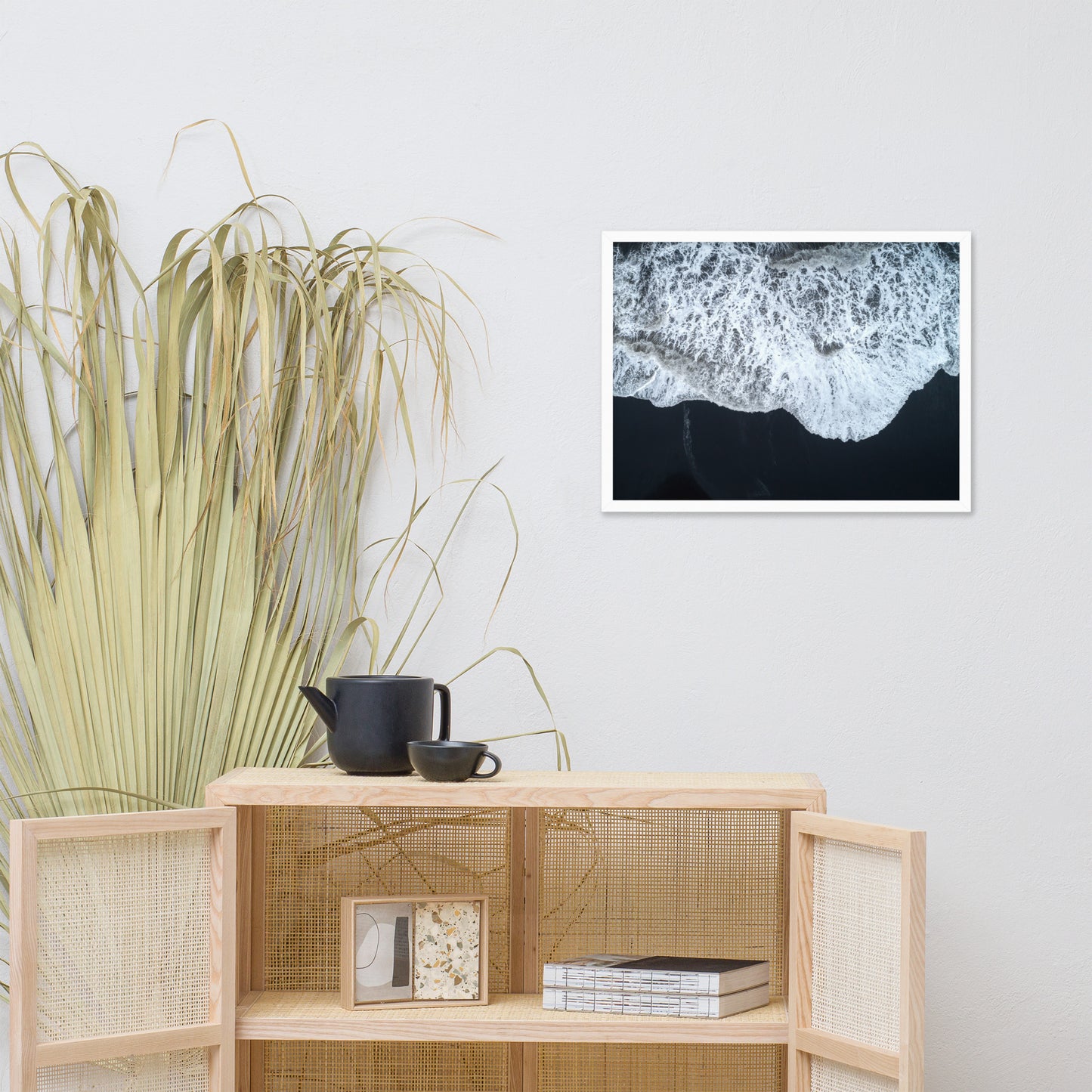 White Waters and Black Sand Coastal Landscape Framed Photo Paper Wall Art Prints