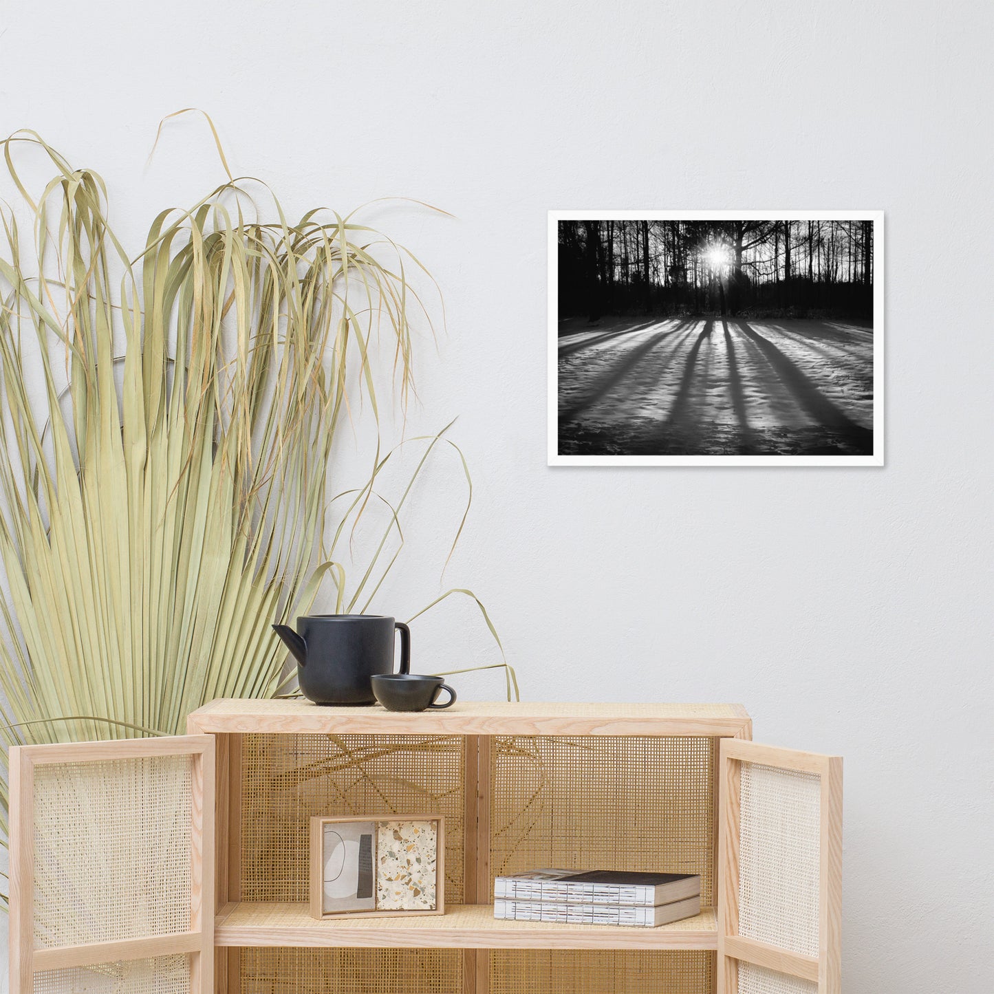 Winter Shadows from the Trees Black & White Framed Photo Paper Wall Art Prints