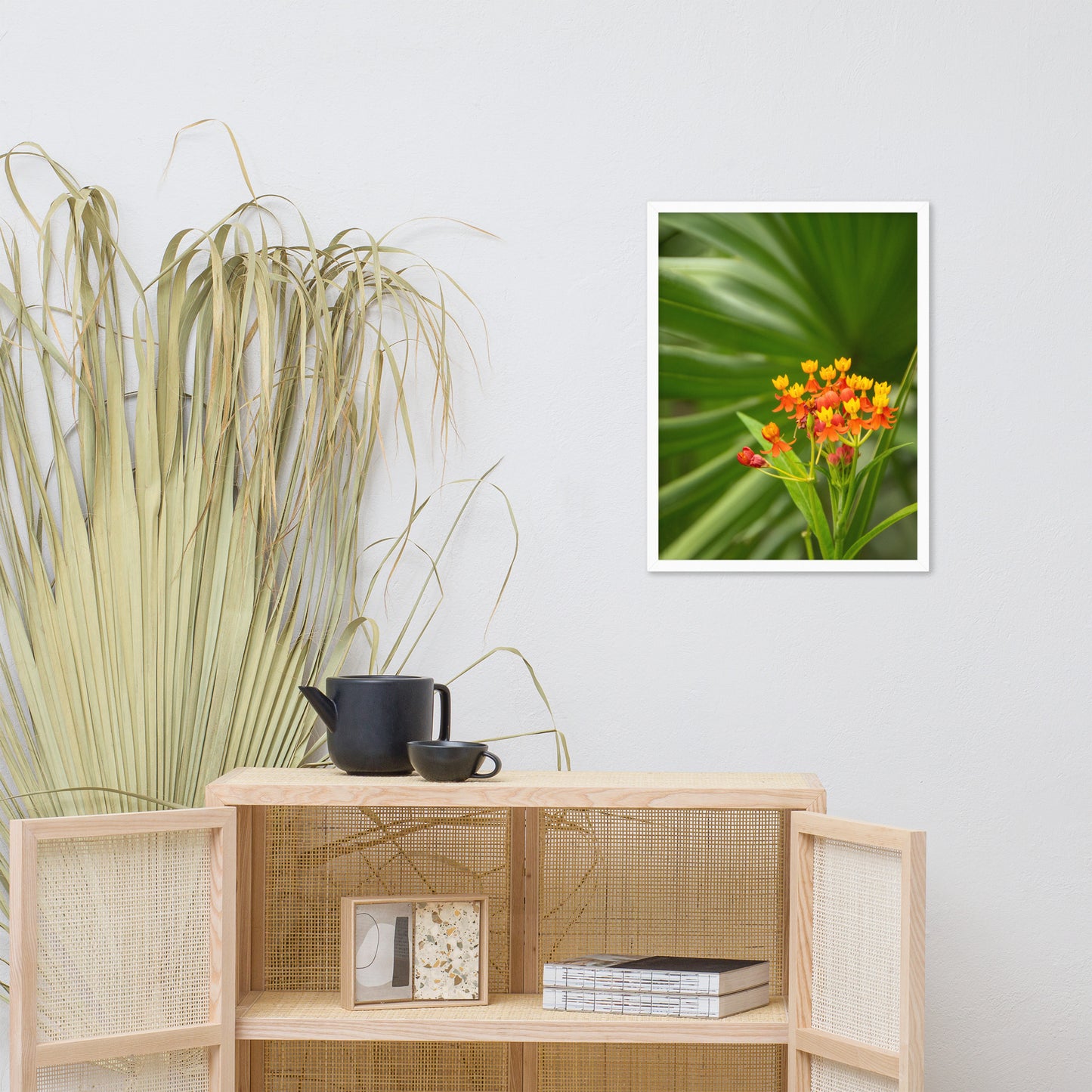Bloodflowers and Palm Color Floral Nature Photo Framed Wall Art Print