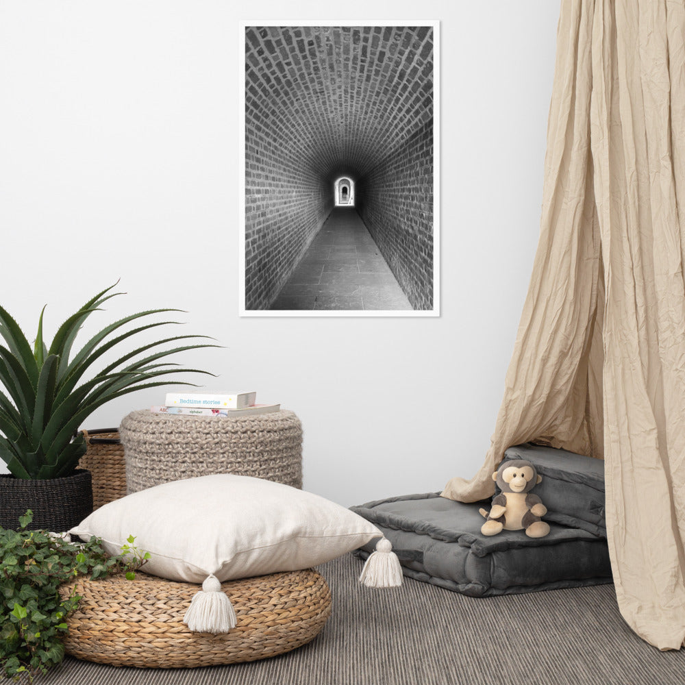 Industrial Wall Art Amazon: Fort Clinch Tunnel Black and White Photo Framed Wall Art Print