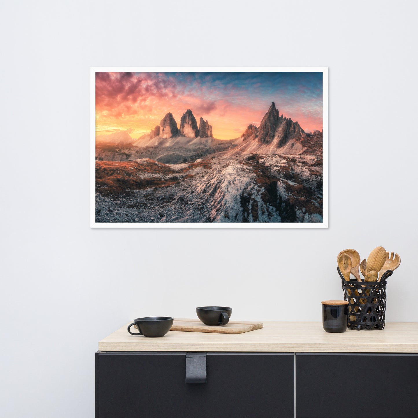 Mountain Colorful Cloudy Sunset 2 Framed Wall Art Print