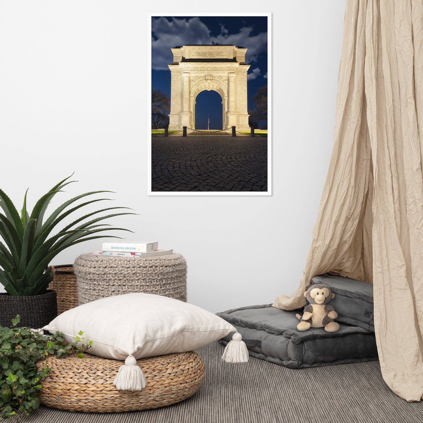Night Photo At Valley Forge Arch Urban Landscape Photo Framed Wall Art Print