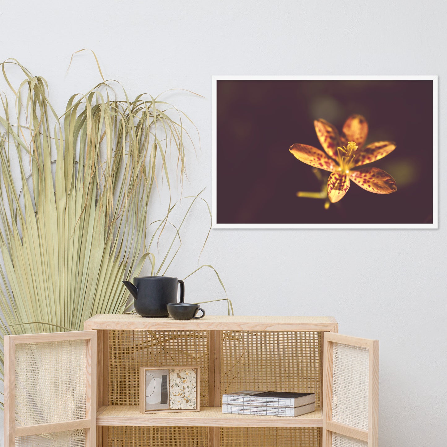 Dramatic Orange Leopard Lily Flower Floral Nature Photo Framed Wall Art Print