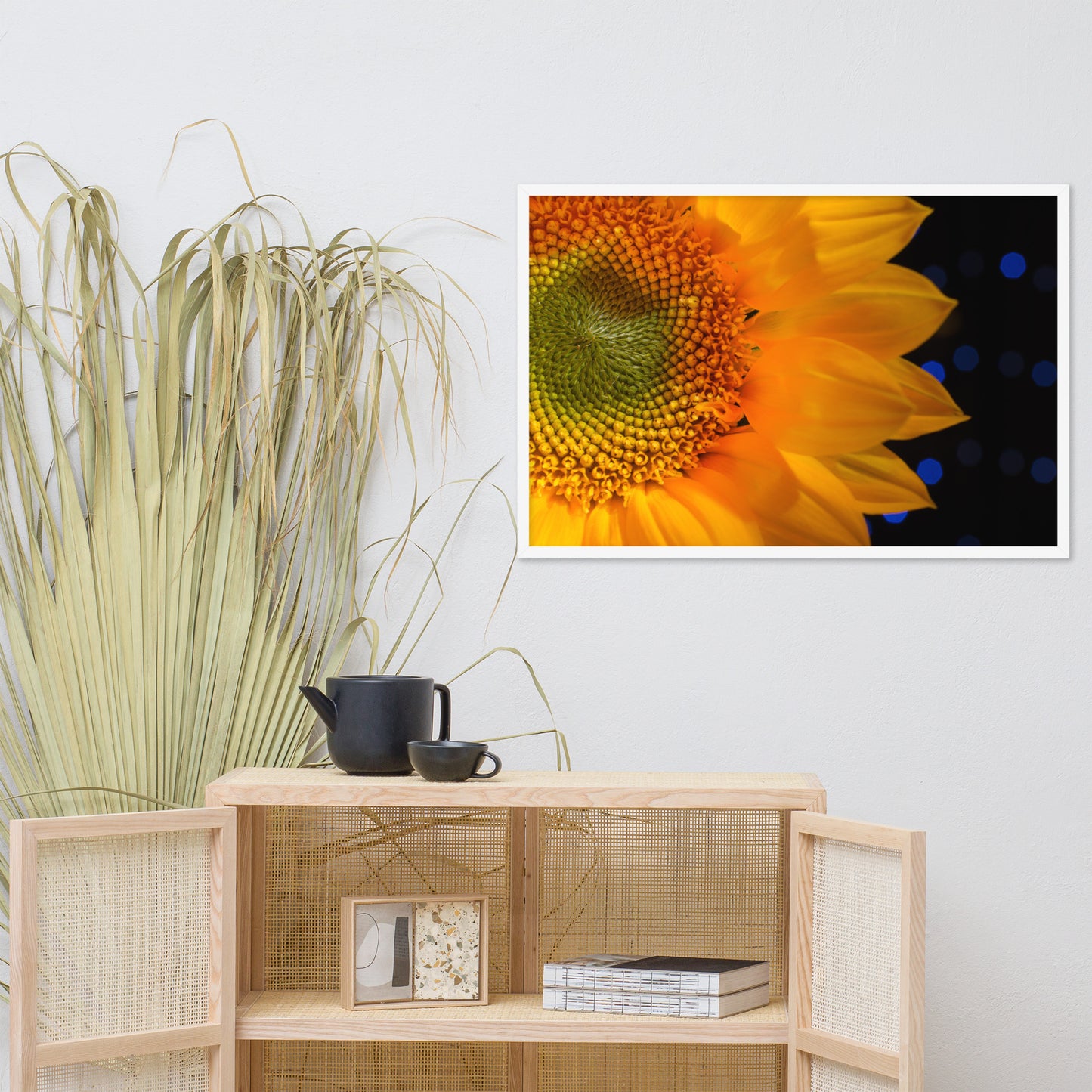 Close-up Sunflower Floral Nature Photo Framed Wall Art Print