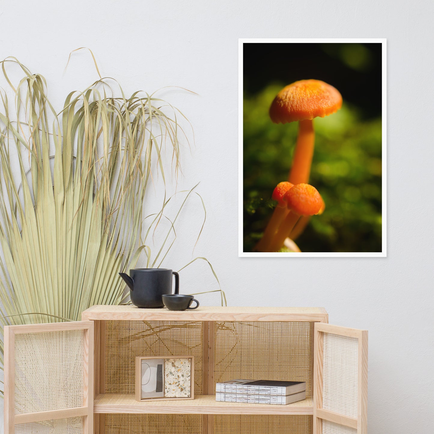 Button Top Mushrooms Botanical Nature Photo Framed Wall Art Print