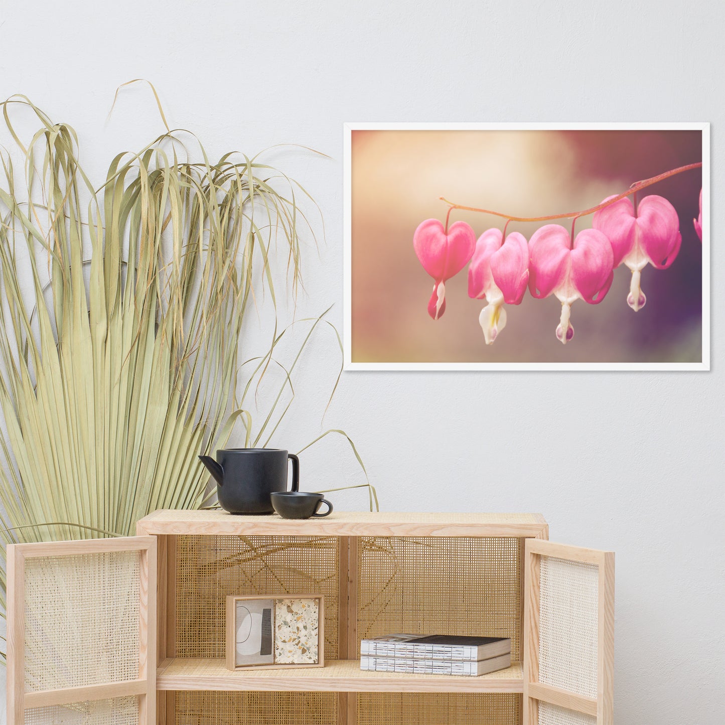 Be Still My Bleeding Heart Warm Summer Glow Floral Nature Photo Framed Wall Art Print