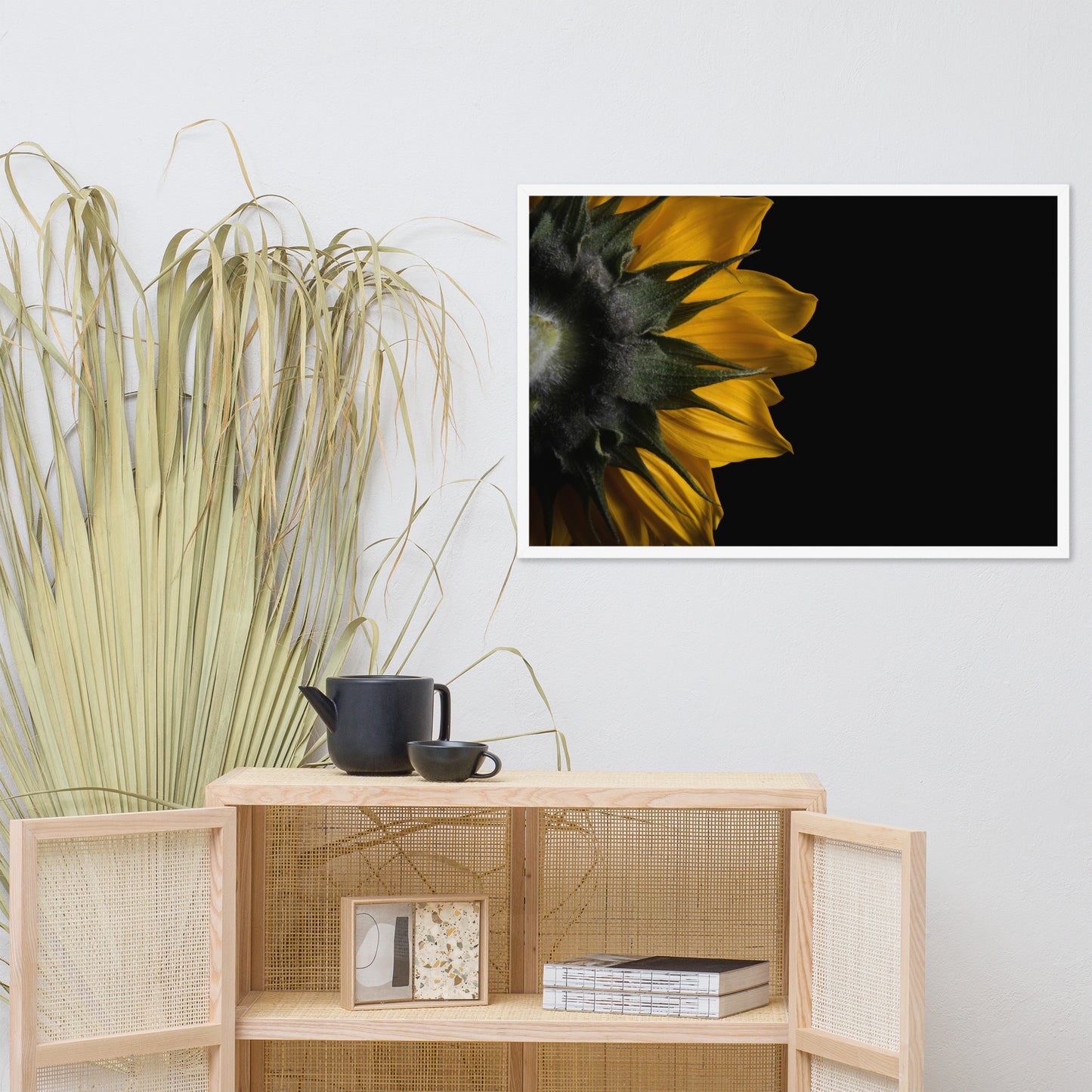 Backside of Sunflower Minimal Floral Nature Photo Framed Wall Art Print
