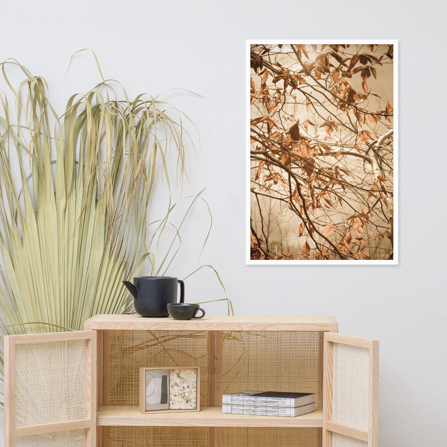 Large Wall Art Hallway: Aged Winter Leaves Botanical / Nature Photo Framed Wall Art Print - Artwork - Farmhouse Style Wall Decor