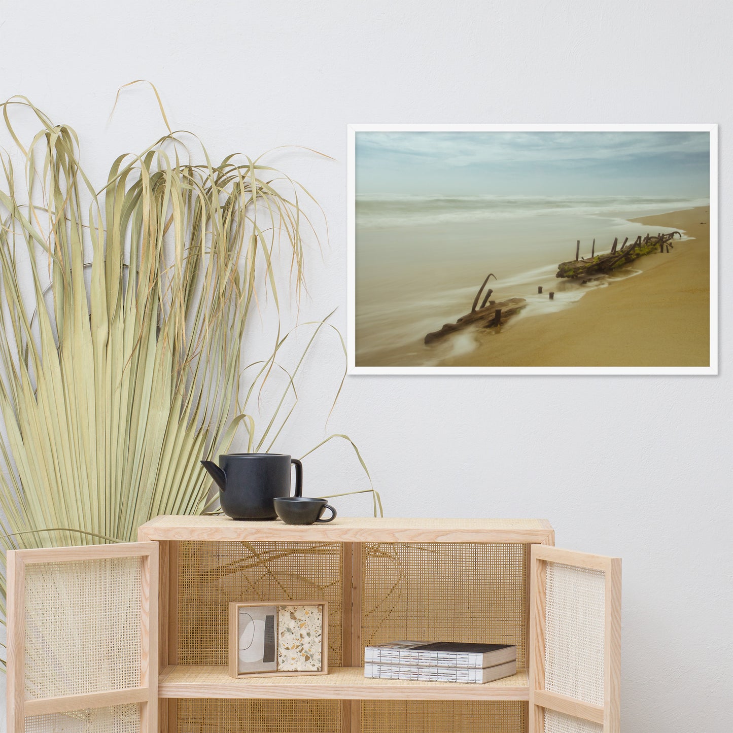 Misty Shipwreck Coastal Landscape Framed Photo Paper Wall Art Prints