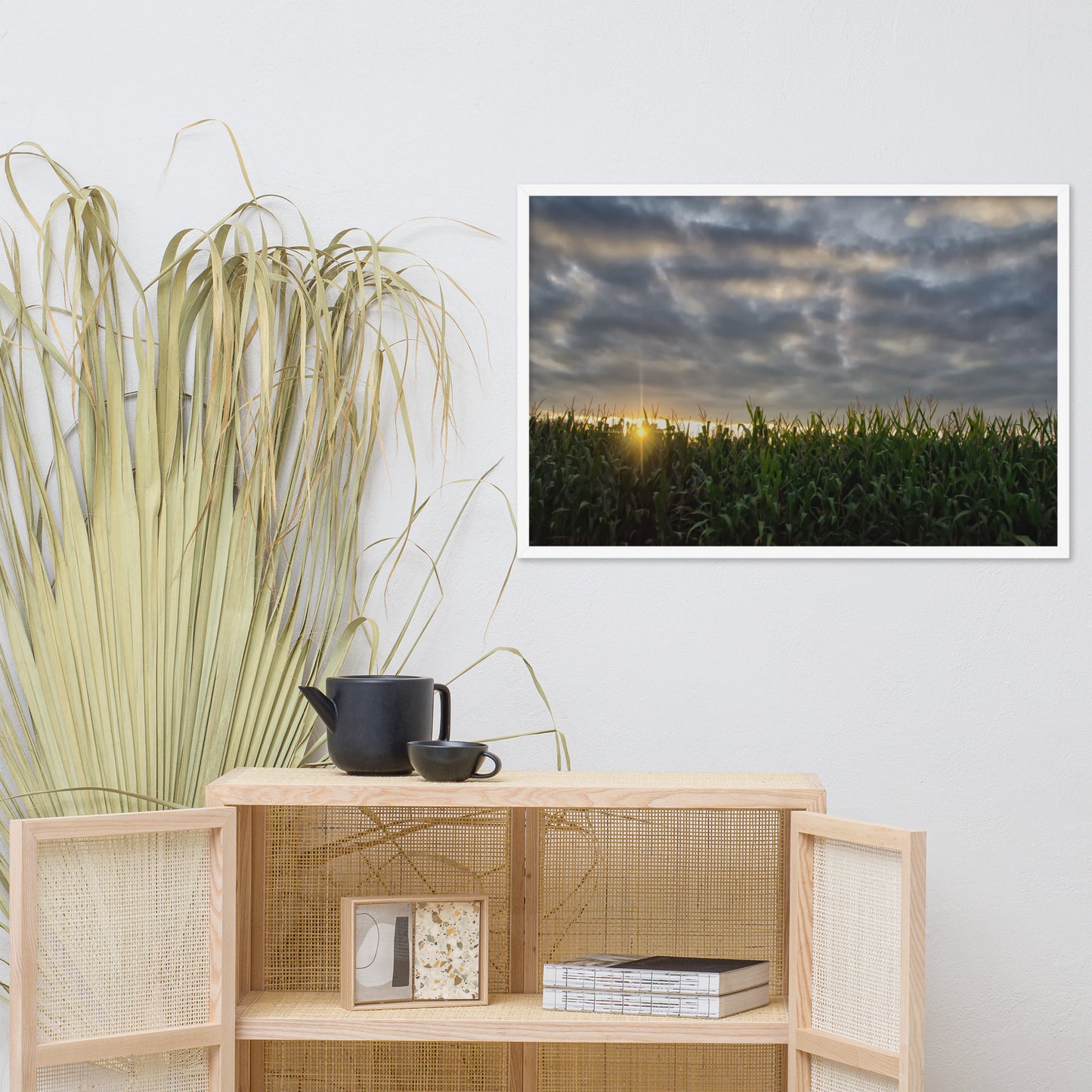 Rows of Corn Rural Landscape Framed Photo Paper Wall Art Prints