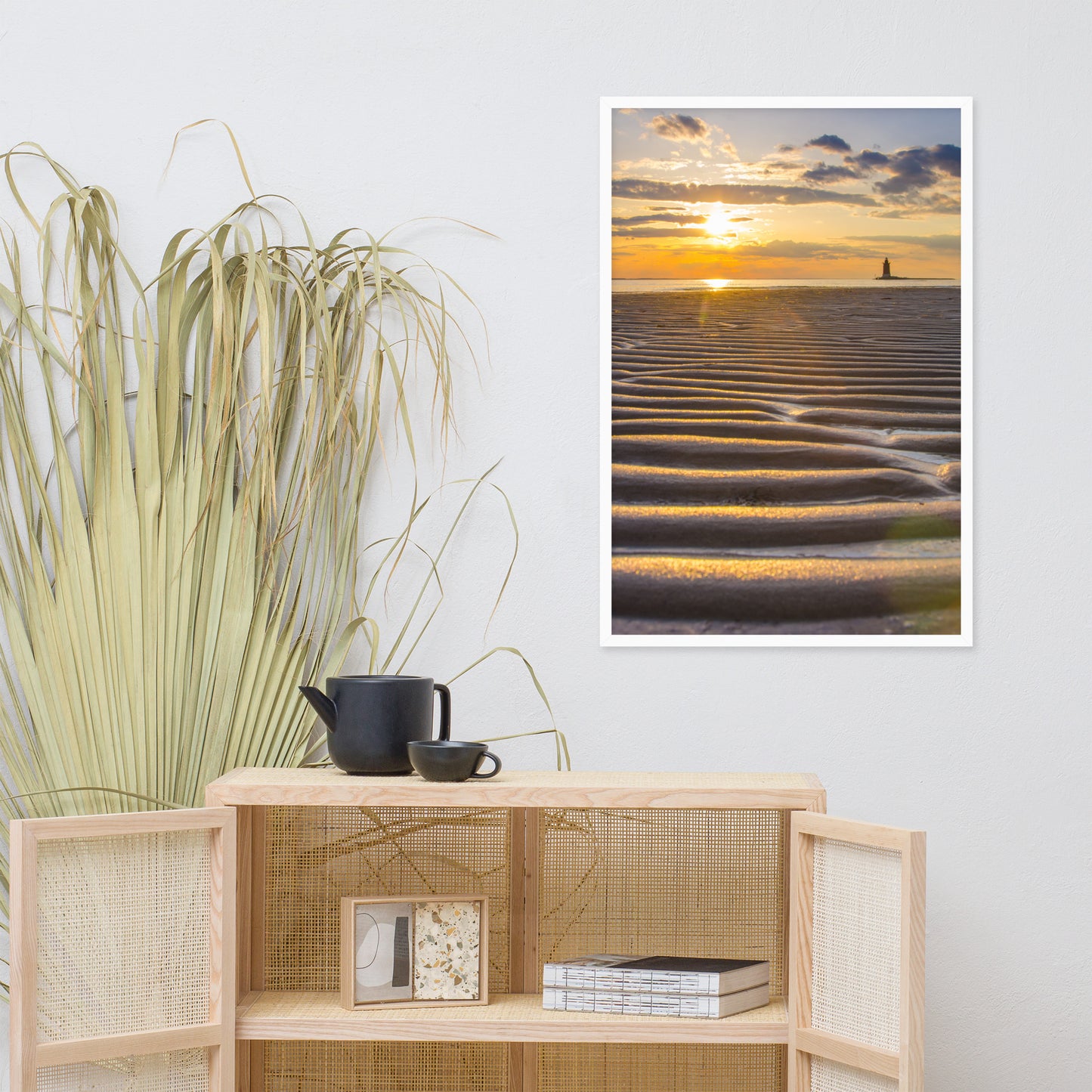 Sandbars and Sunset Coastal Landscape Framed Photo Paper Wall Art Prints