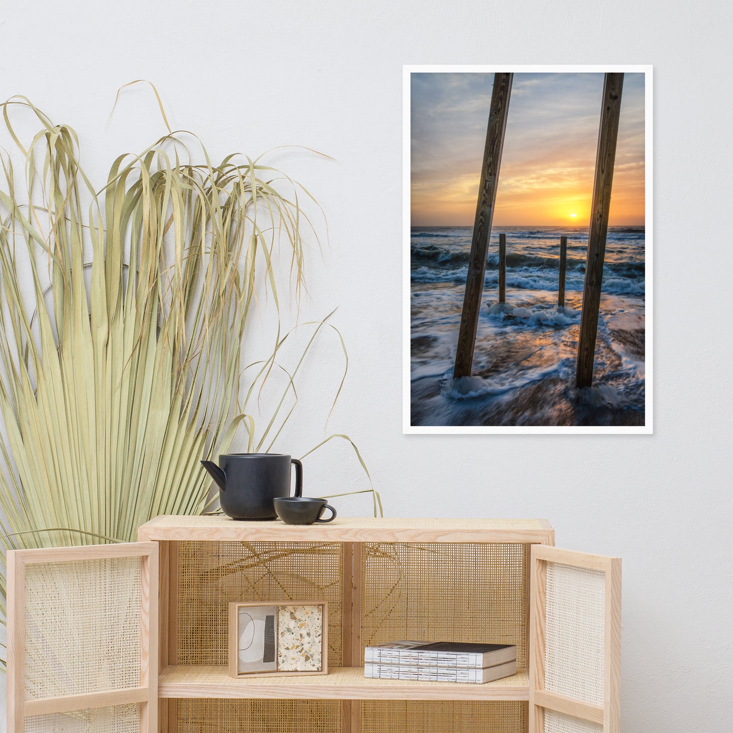 Sunrise Between the Pillars Coastal Landscape Framed Photo Paper Wall Art Prints