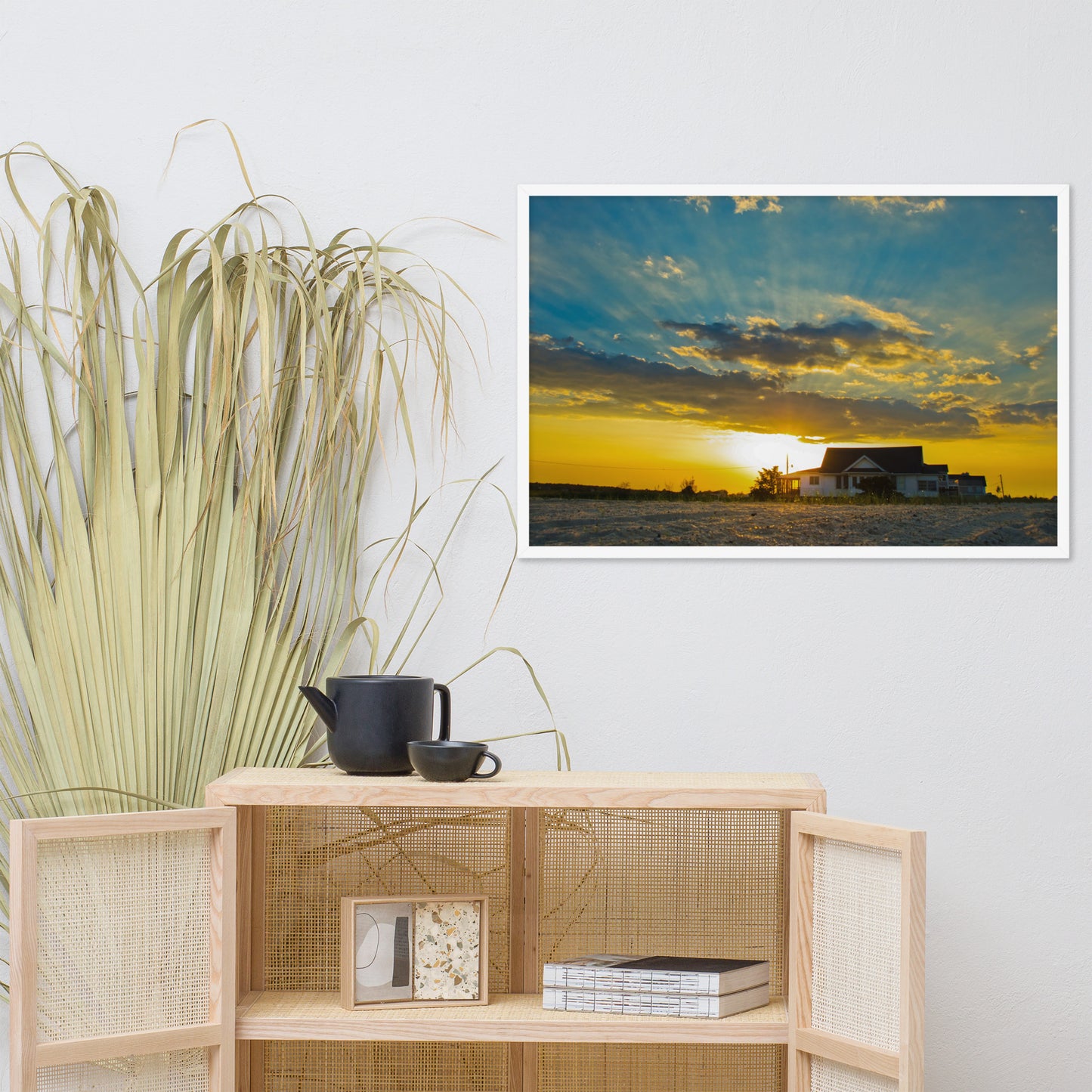 Sunset at Bowers Beach Coastal Landscape Framed Photo Paper Wall Art Prints