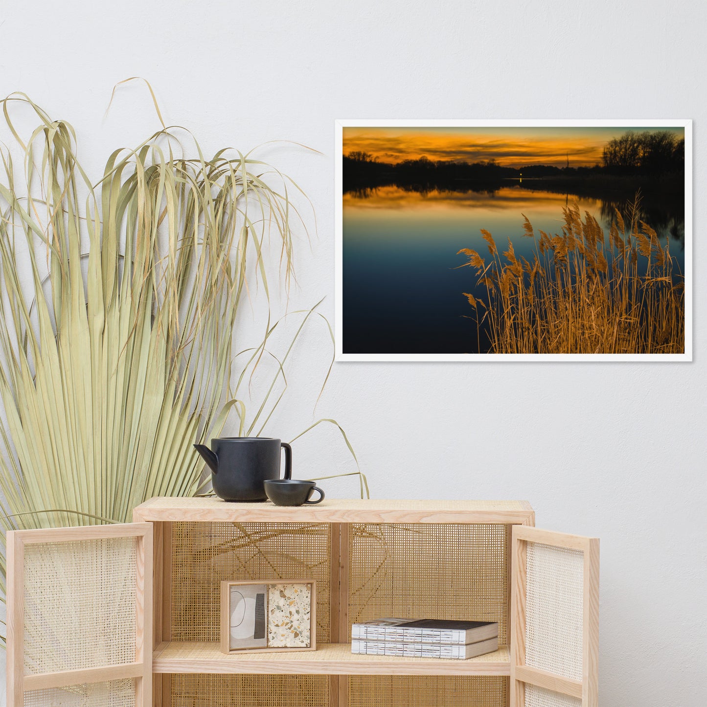 Sunset at Reedy Point Pond Landscape Framed Photo Paper Wall Art Prints