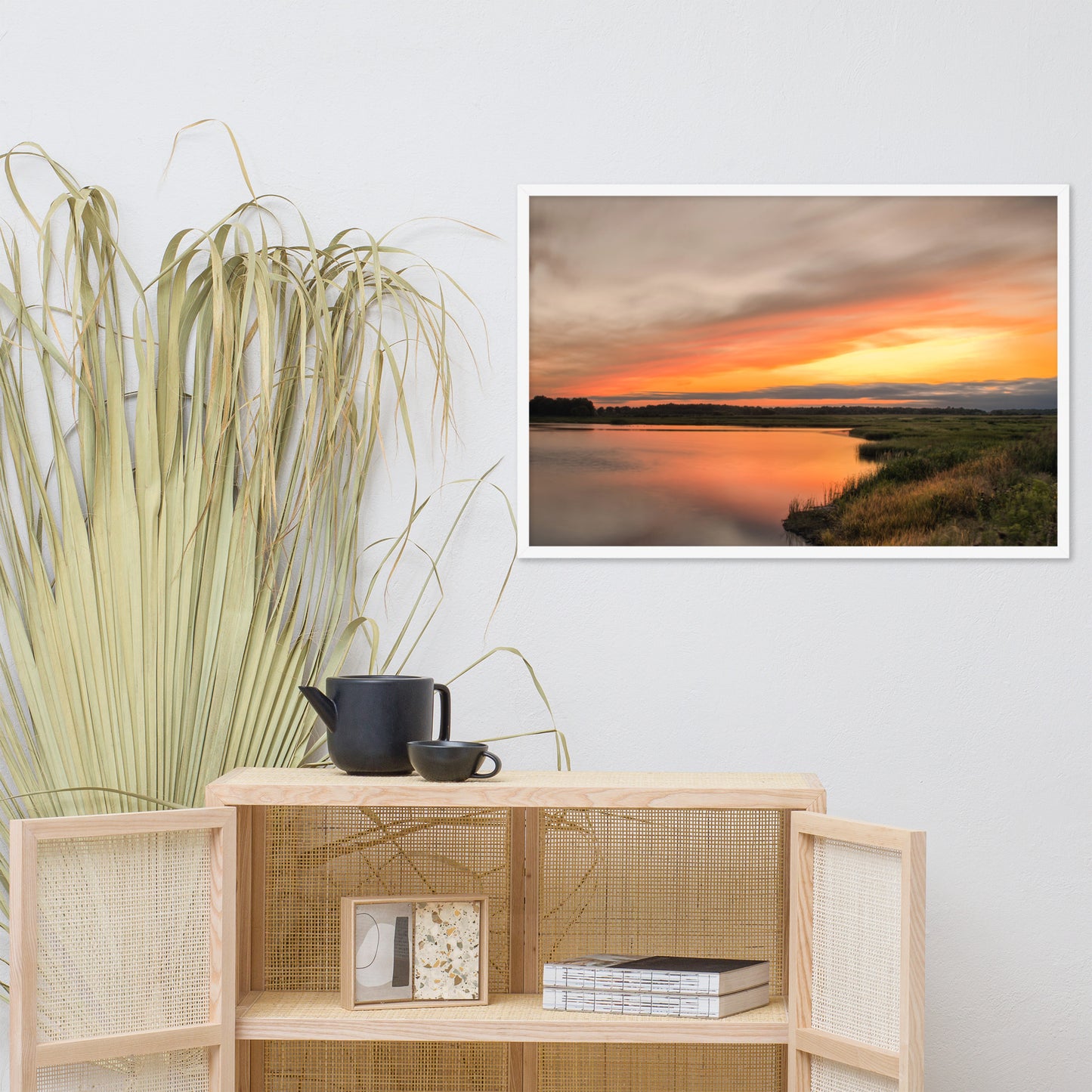 Sunset Over Woodland Marsh Framed Photo Paper Wall Art Prints