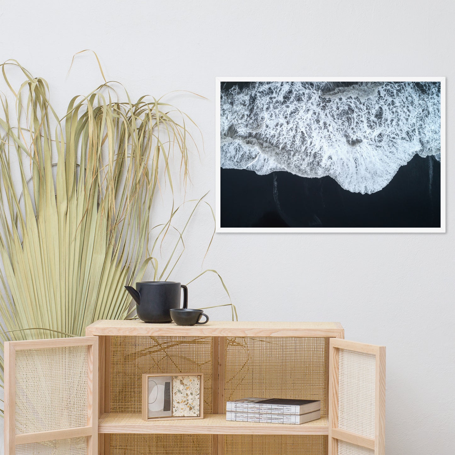 White Waters and Black Sand Coastal Landscape Framed Photo Paper Wall Art Prints