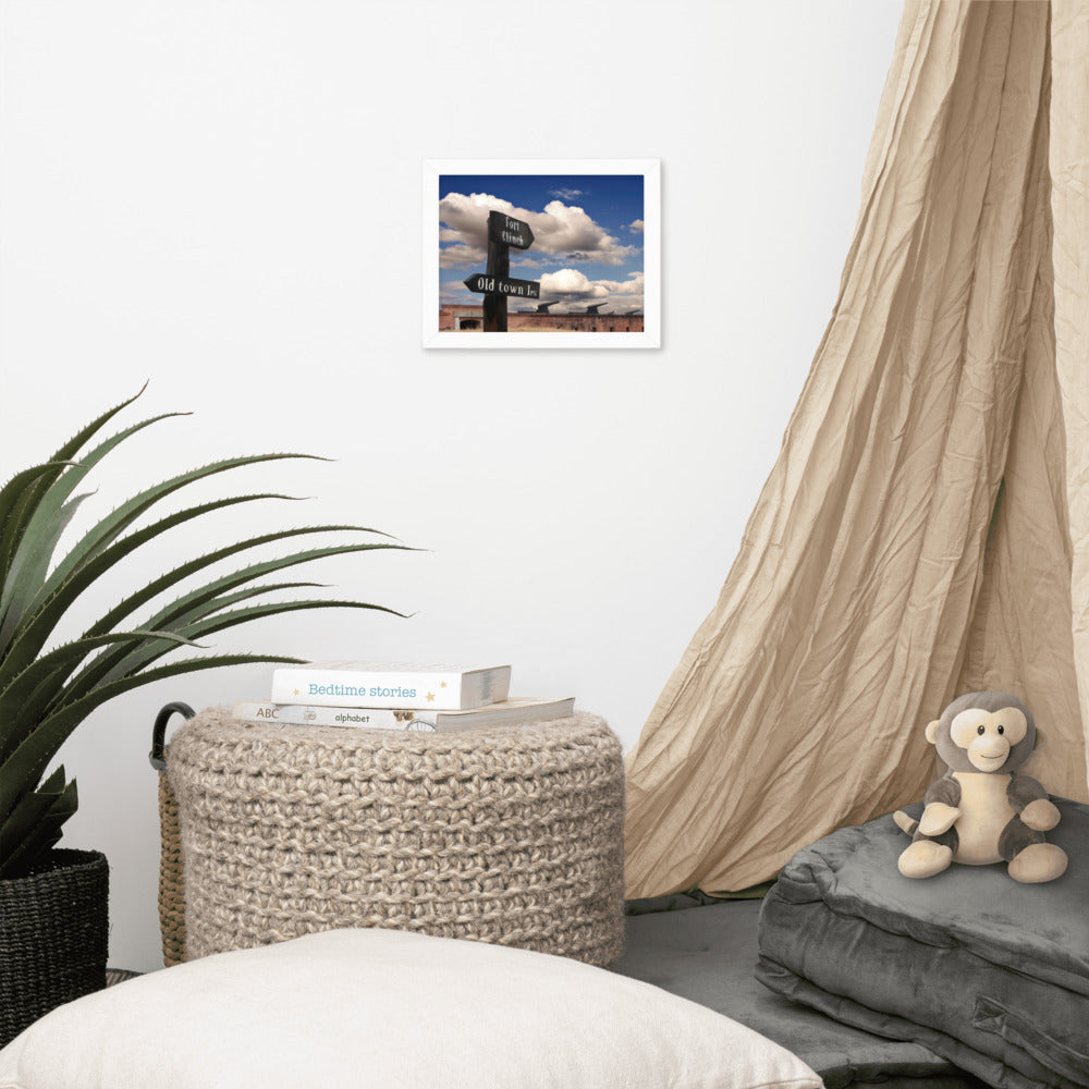 Industrial Kitchen Wall Decor: Path Sign and Fort Clinch Urban Landscape Photo Framed Wall Art Print