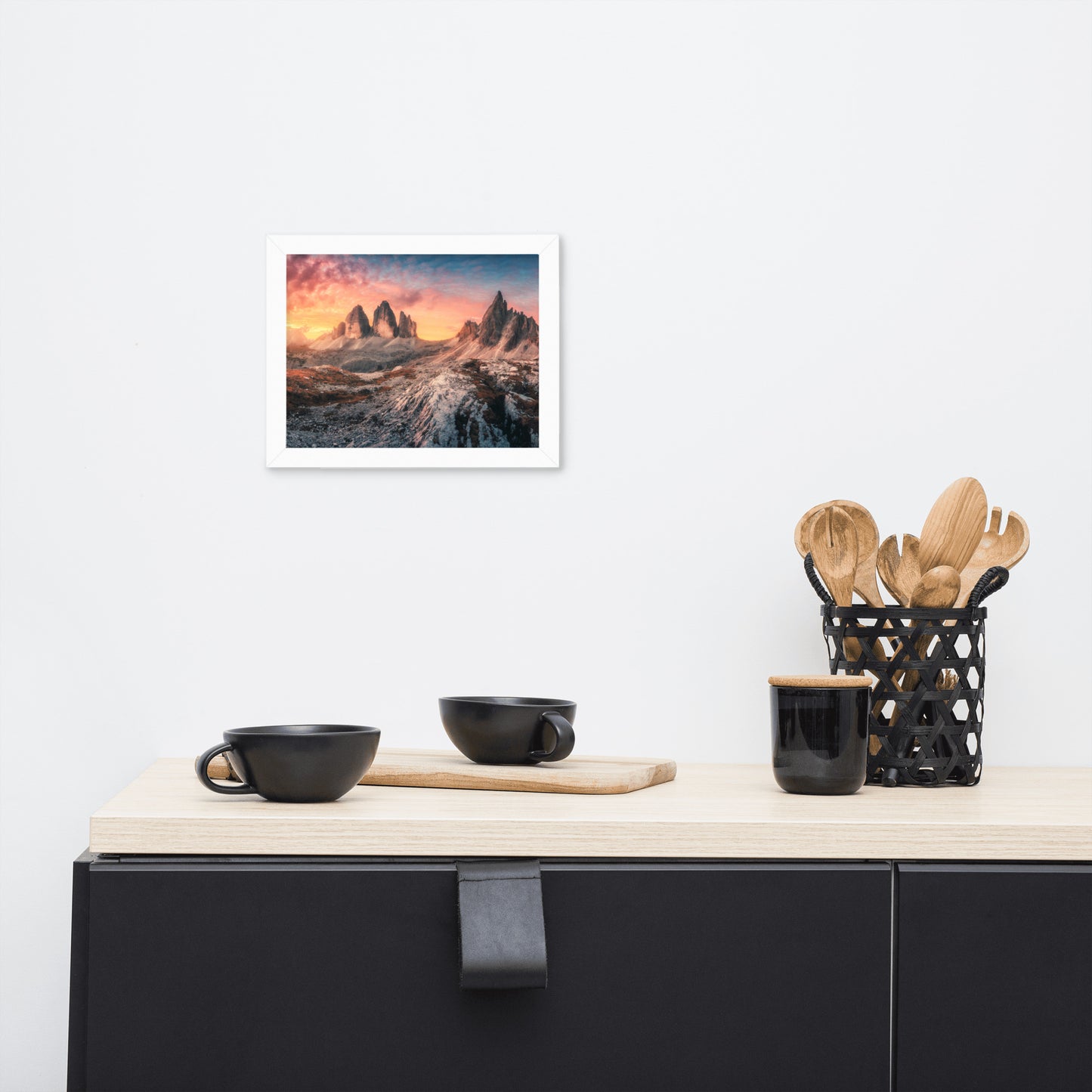 Mountain Colorful Cloudy Sunset 2 Framed Wall Art Print