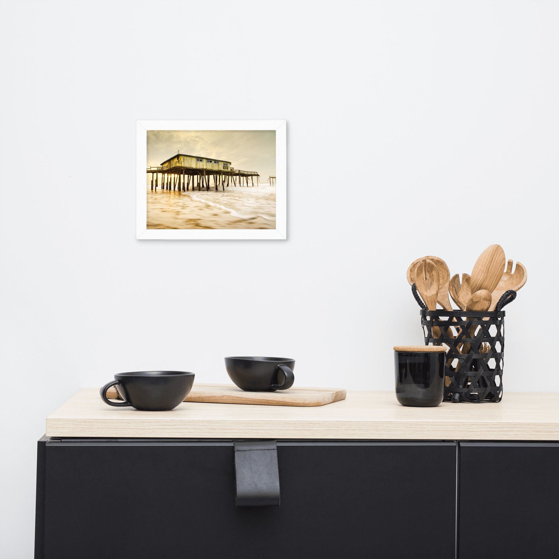 Abandoned Frisco Fishing Pier Coastal Landscape Photo Framed Wall Art Prints