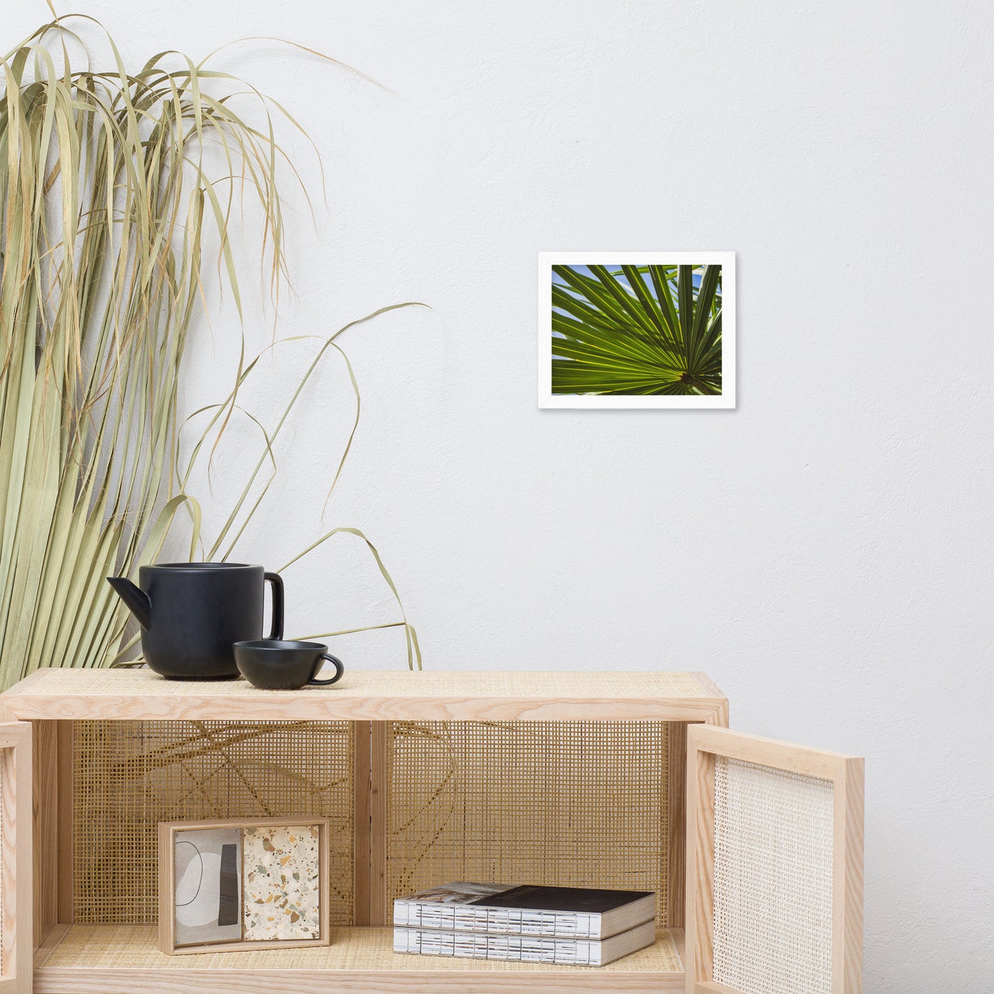 Colorized Wide Palm Leaves Botanical Nature Photo Framed Wall Art Print