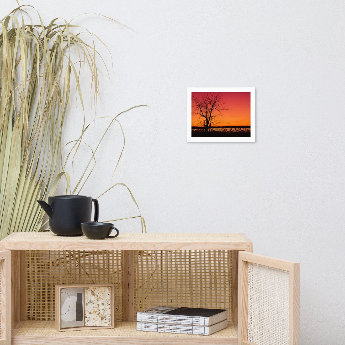 Burning Skies Rural Landscape Framed Photo Paper Wall Art Print