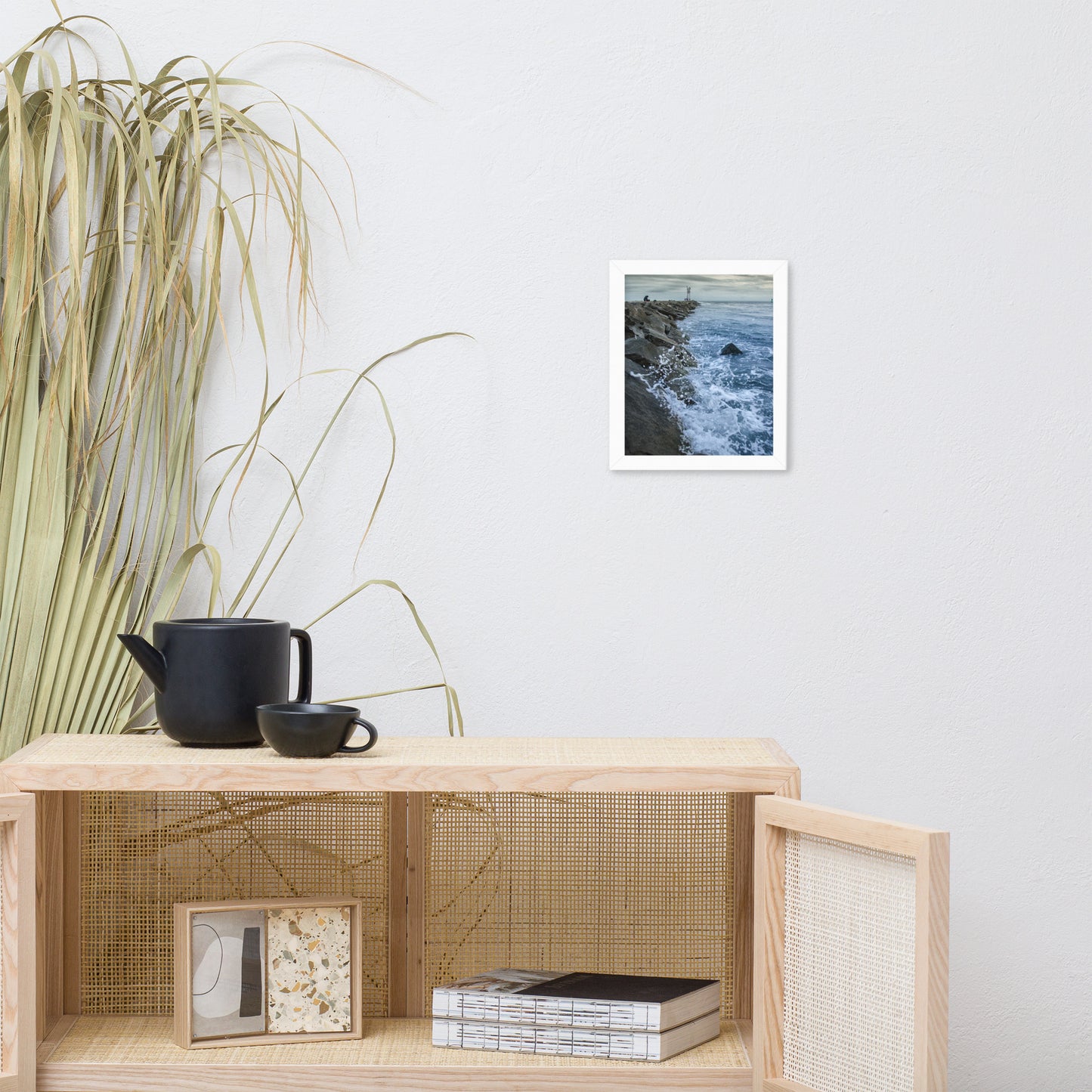 Splashing on the Jetty Coastal Landscape Framed Photo Paper Wall Art Prints