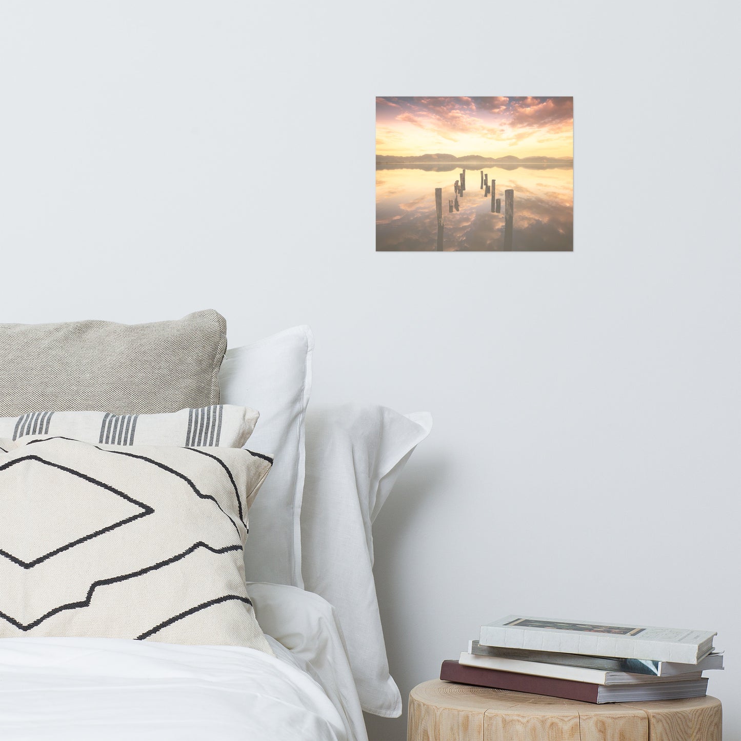 Sunset Pillars and Reflections on Lake Landscape Photo Loose Wall Art Prints