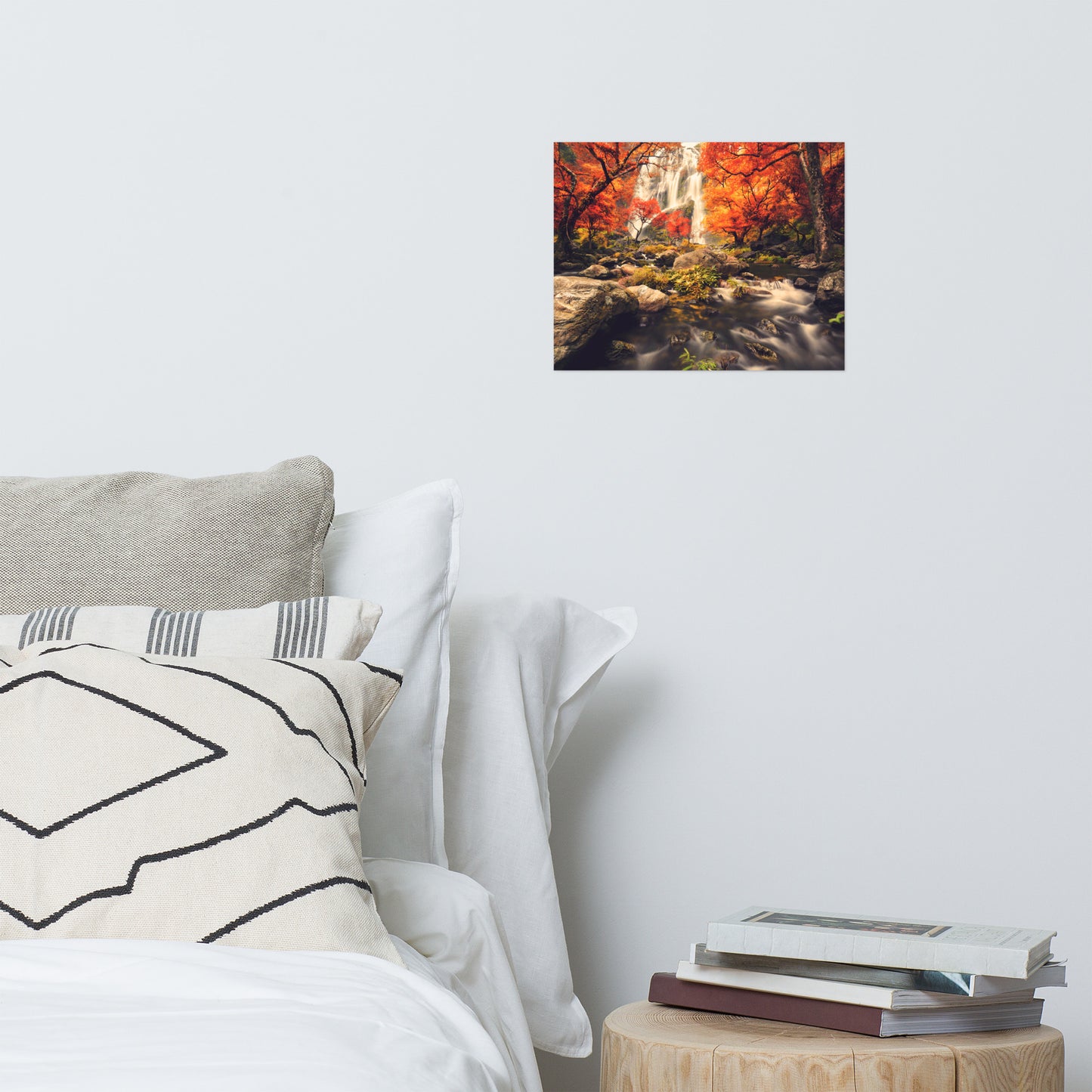 Waterfall in the Autumn with Golden Shadow Effect Landscape Photo Loose Wall Art Prints