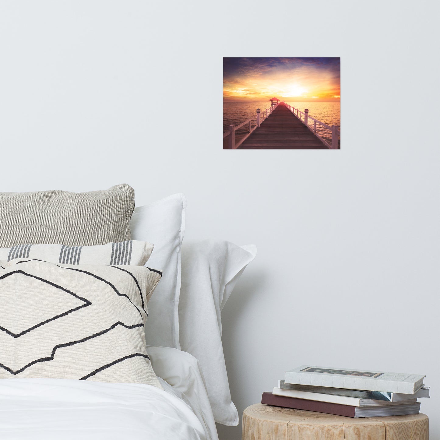 Surreal Wooden Pier at Sunset Landscape Photo Loose Wall Art Prints