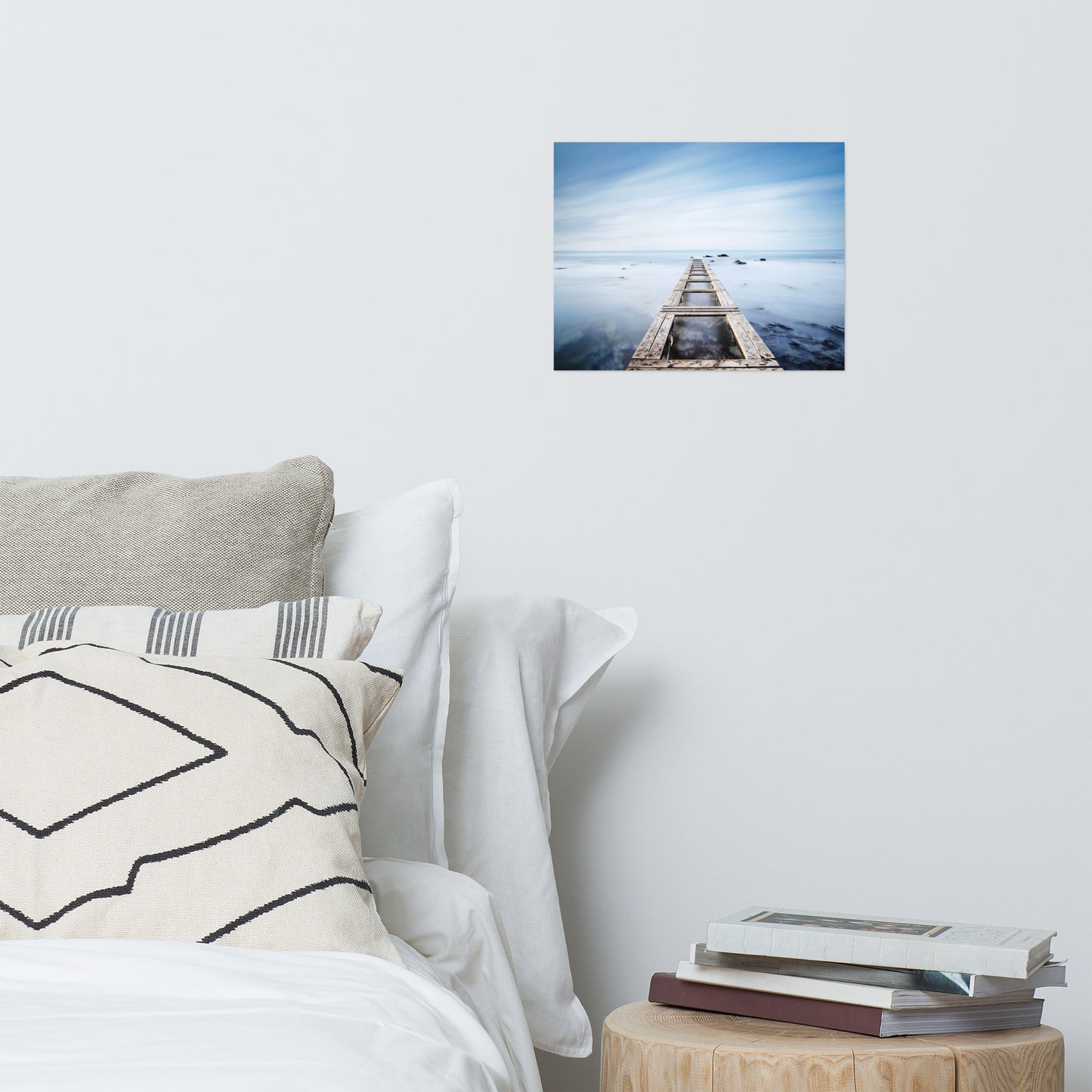Moody Ocean and Sky Wooden Pier Landscape Photo Loose Wall Art Prints