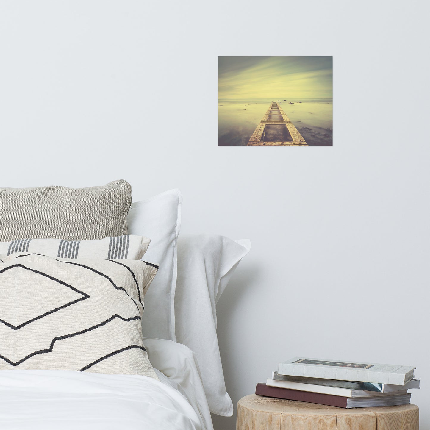 Moody Ocean and Sky Wooden Pier Landscape Photo Loose Wall Art Prints Intrigued Trance Effects