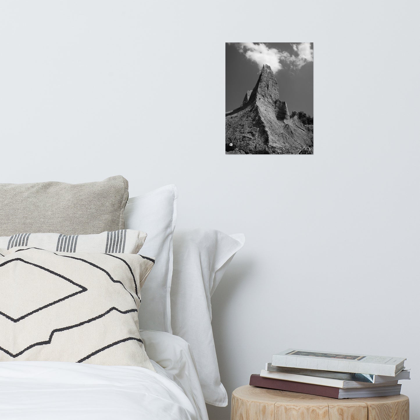Chimney Bluff Black and White Rustic Landscape Photo Loose Wall Art Print